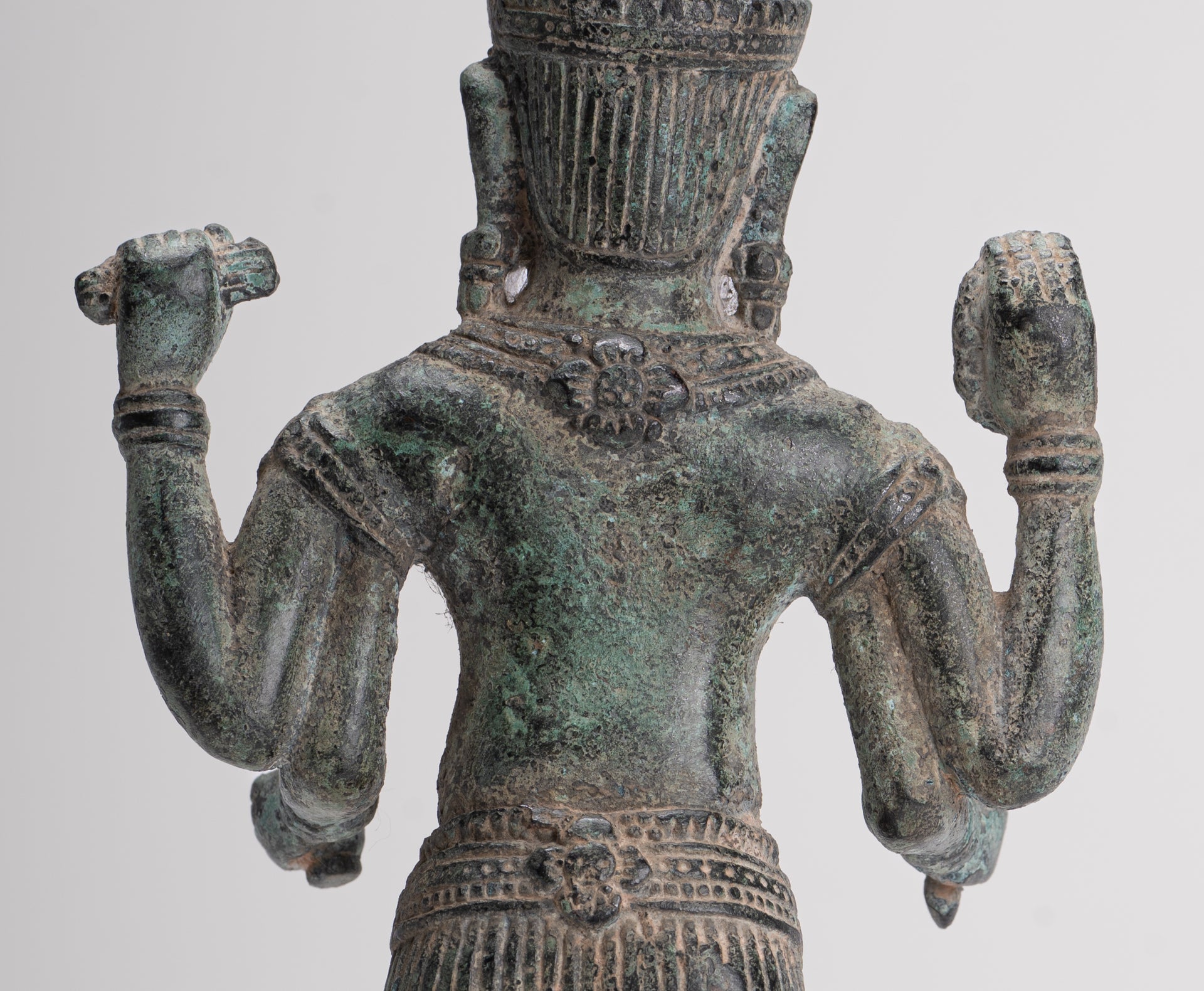 Vishnu Sculpture - Antique Angkor Wat Style Bronze Vishnu Statue - 25cm / 10"