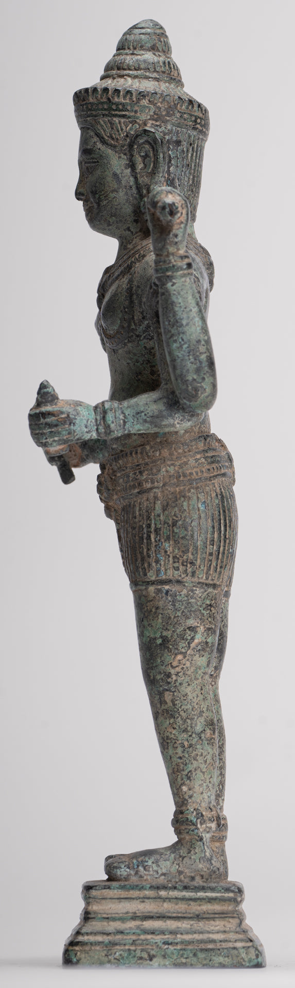 Vishnu Sculpture - Antique Angkor Wat Style Bronze Vishnu Statue - 25cm / 10"