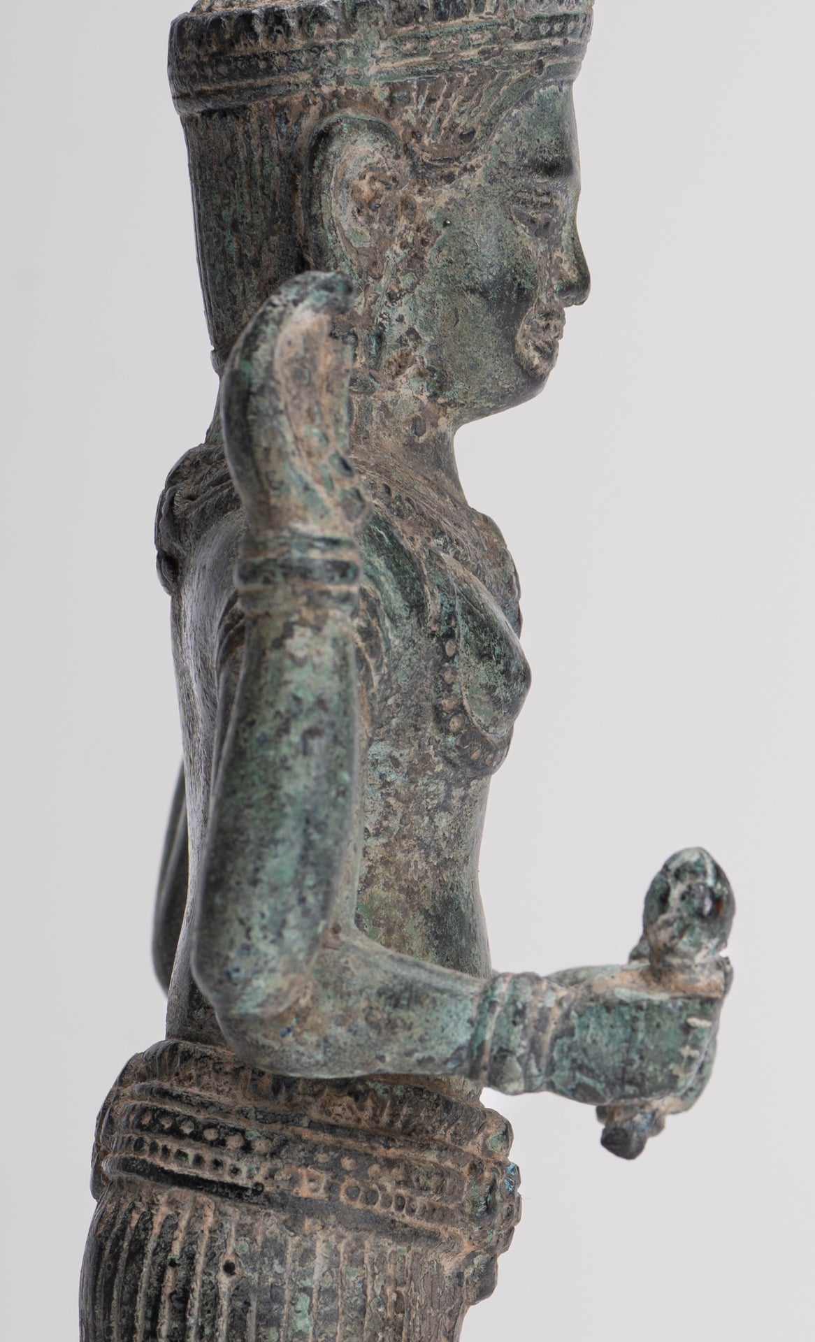 Vishnu Sculpture - Antique Angkor Wat Style Bronze Vishnu Statue - 25cm / 10"