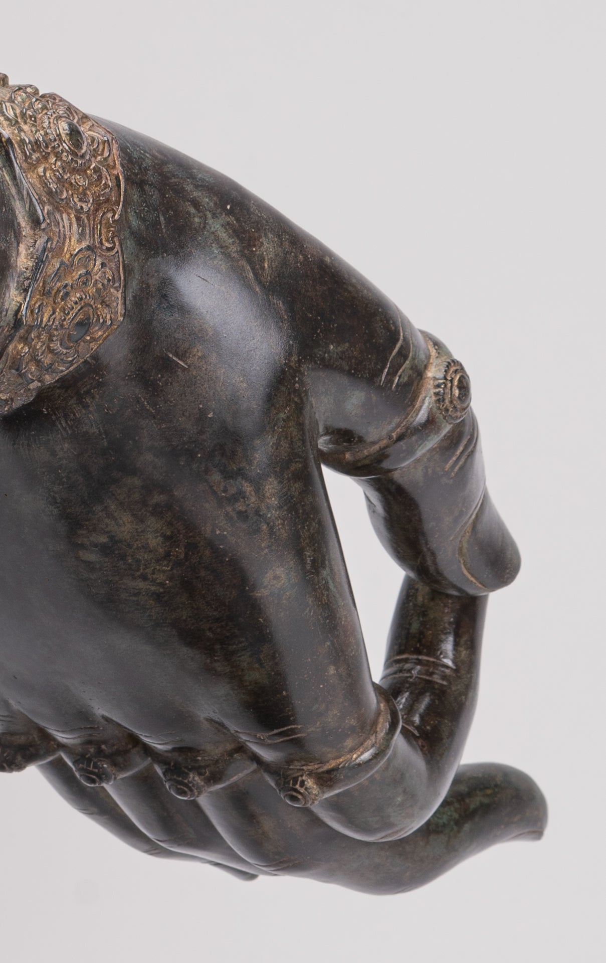 Mounted Antique Khmer Style Southeast Asia Bronze Teaching Hand - 37cm/15"