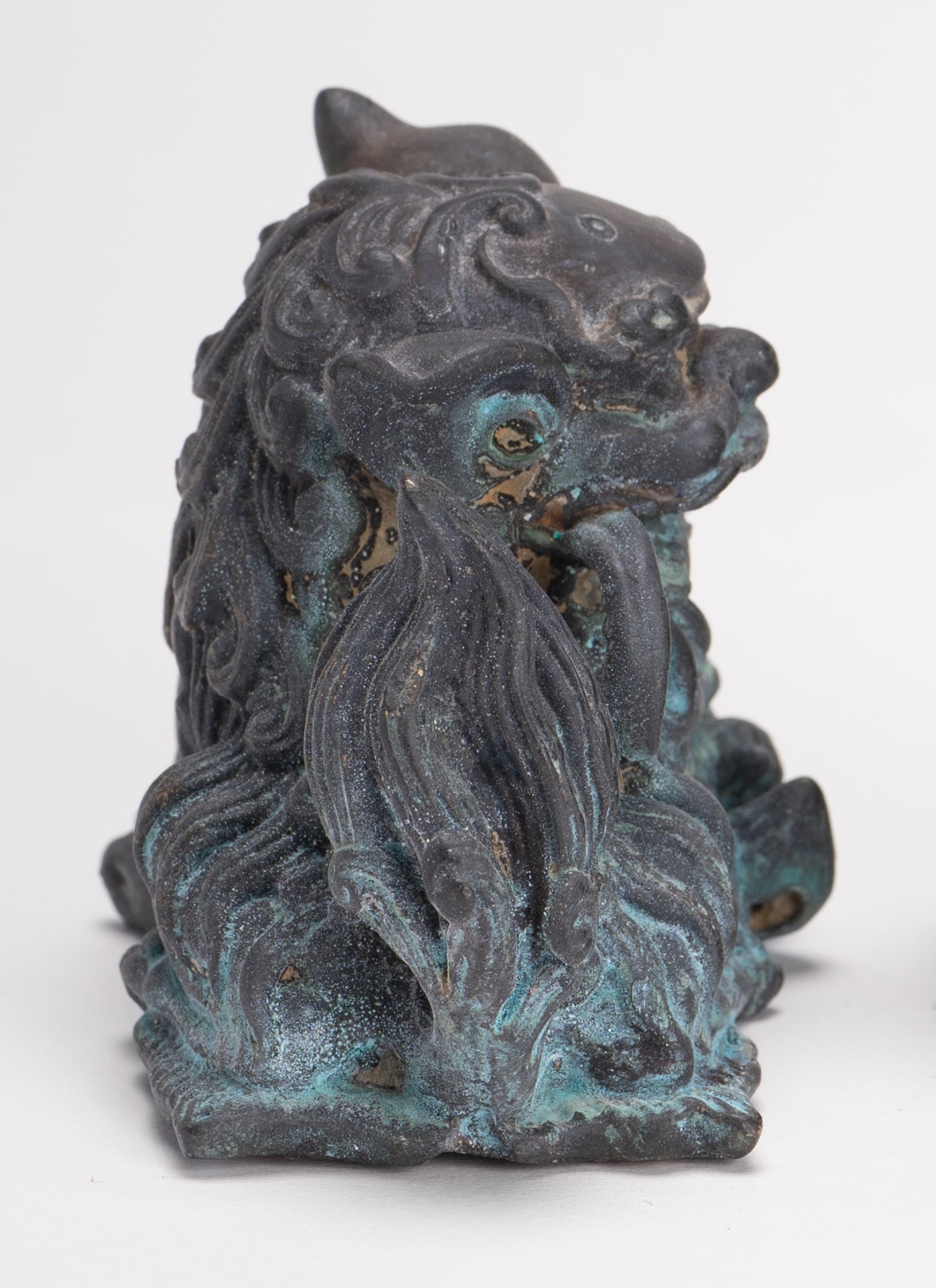 Antique Chinese Style Bronze Dragon Statue - 6cm/2" Tall (Pair)