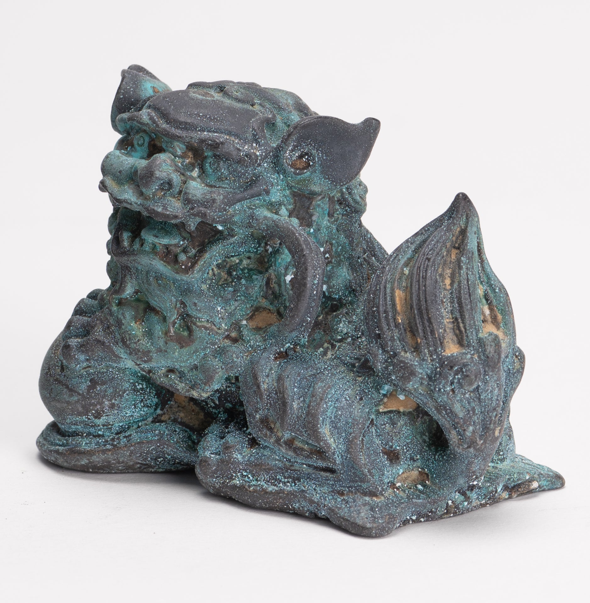 Antique Chinese Style Bronze Dragon Statue - 6cm/2" Tall (Pair)