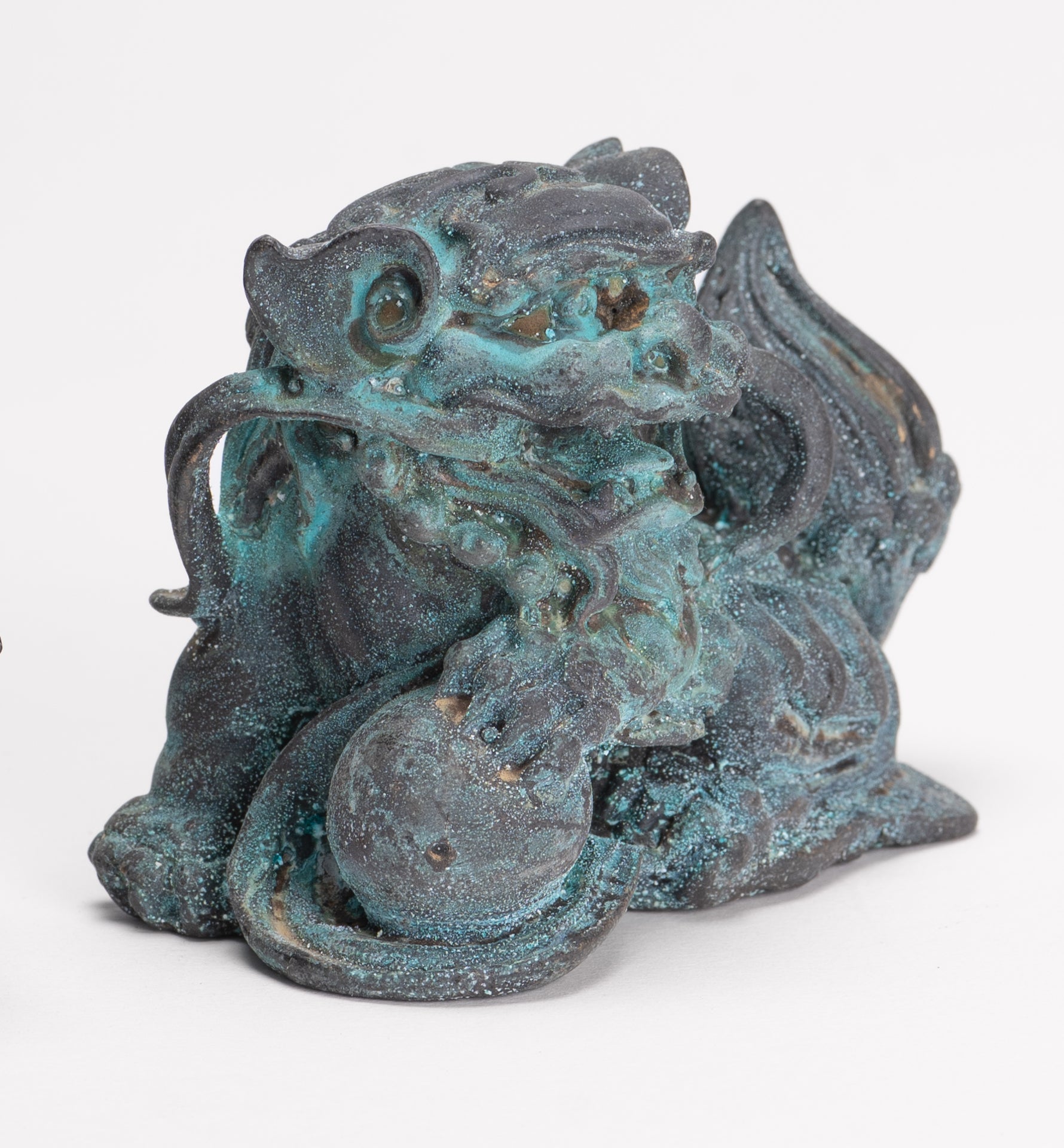 Antique Chinese Style Bronze Dragon Statue - 6cm/2" Tall (Pair)