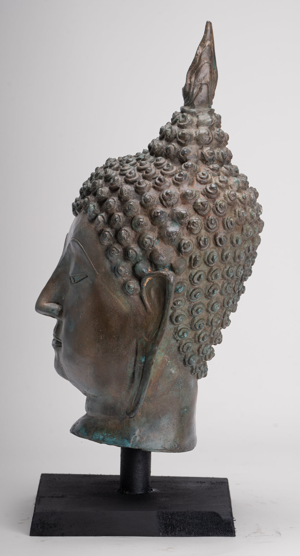 Buddha Head - Antique Thai Style Sukhothai Mounted Bronze Buddha Head - 49cm/20"