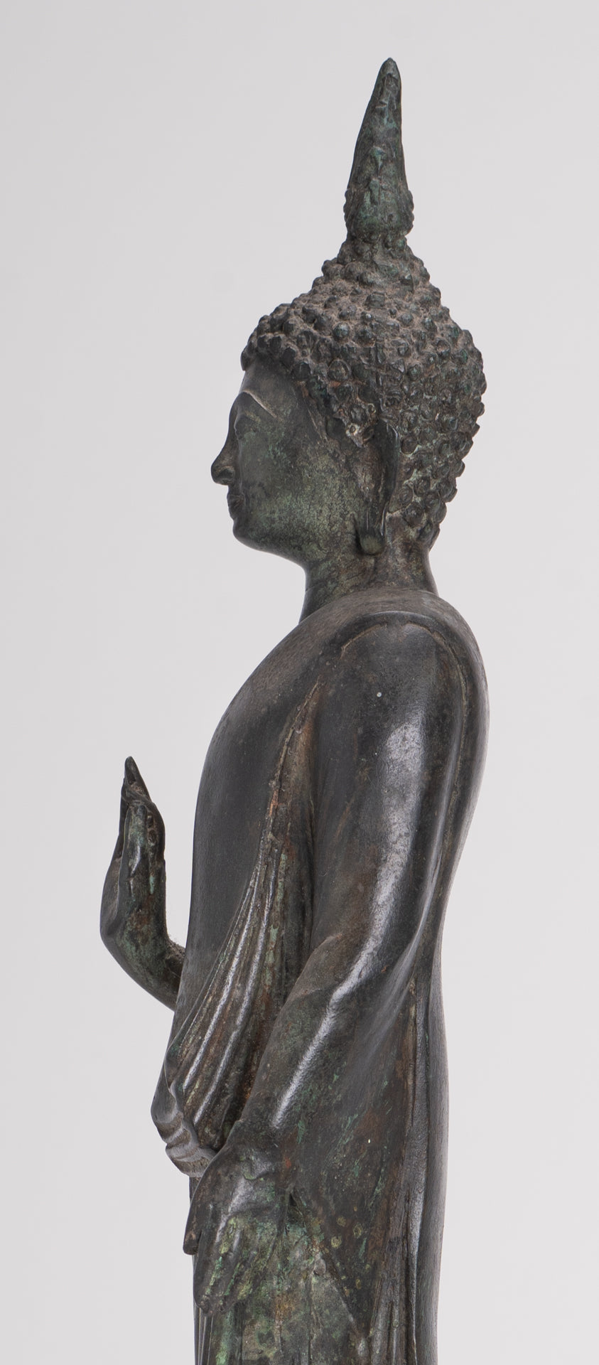 Buddha Statue - Antique Thai Style Bronze Standing Abhaya Protection Buddha Statue - 45cm/18"