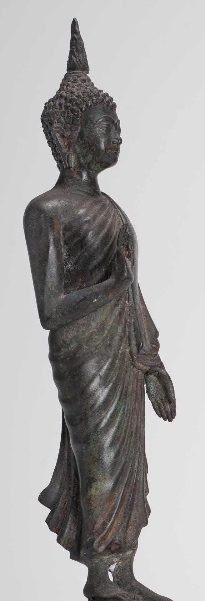 Buddha Statue - Antique Thai Style Bronze Standing Abhaya Protection Buddha Statue - 45cm/18"