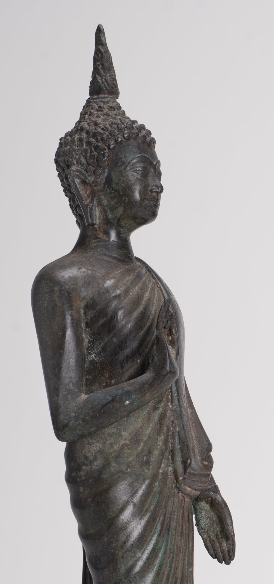 Buddha Statue - Antique Thai Style Bronze Standing Abhaya Protection Buddha Statue - 45cm/18"
