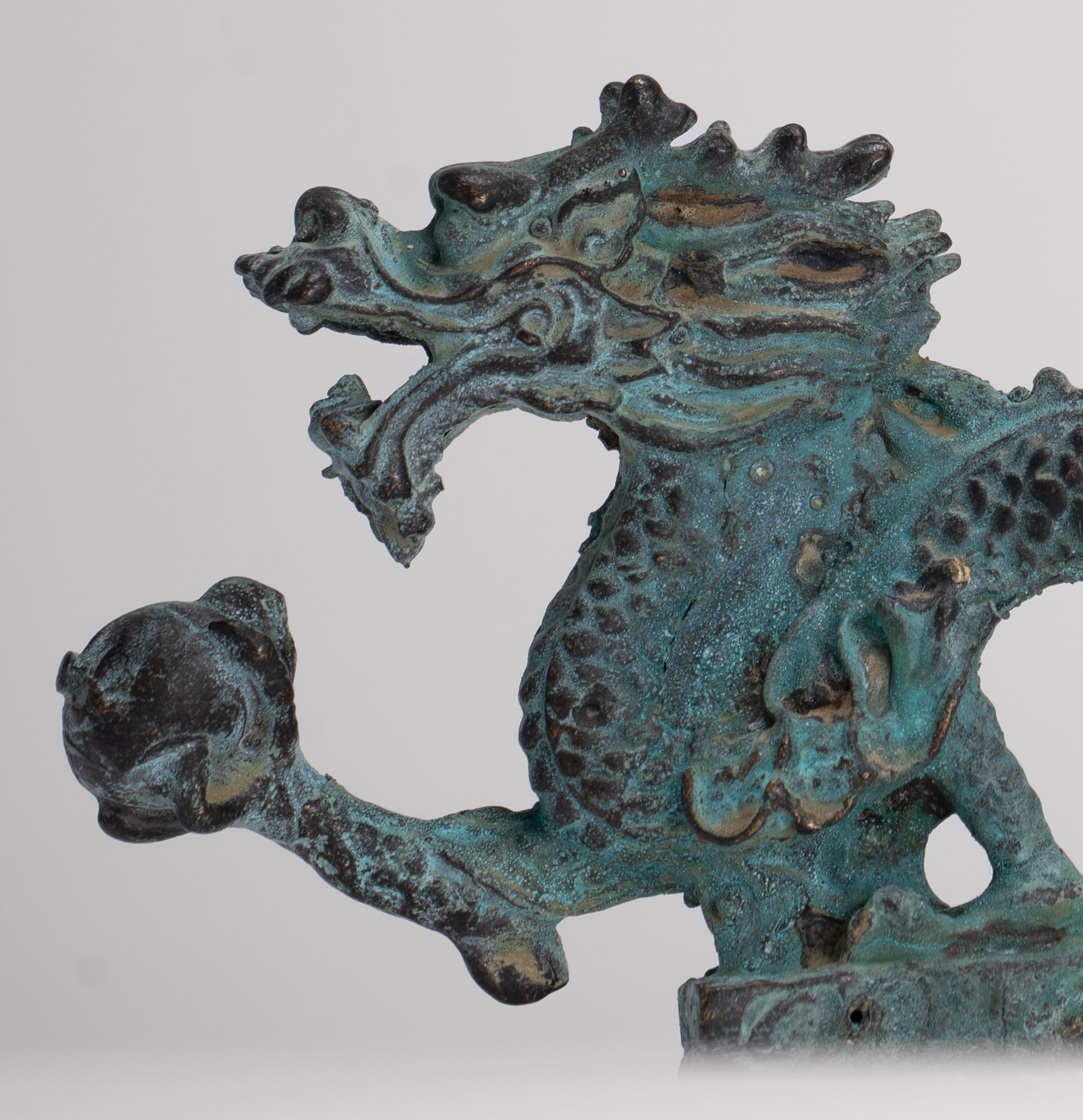 Antique Chinese Style Bronze Chinese Dragon Statue - 12cm/5" (Length)