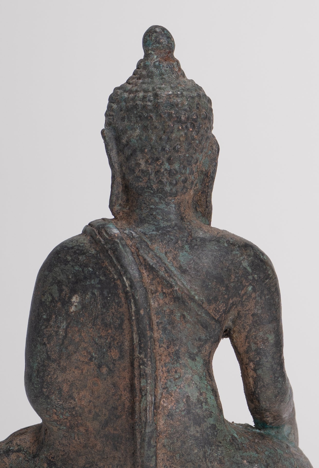 Buddha Statue - Antique Thai Style Bronze Chiang Saen Enlightenment Buddha Statue - 10.5cm/4"