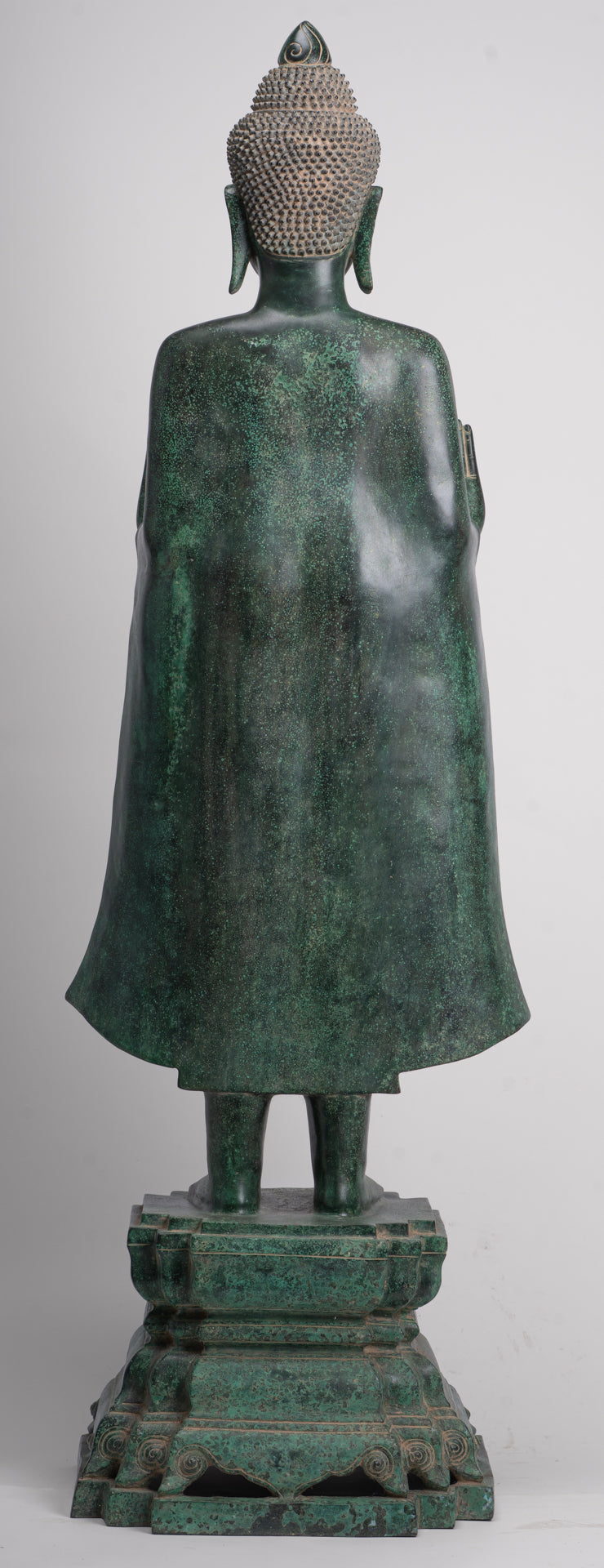 Large Buddha Statue - Antique Khmer Style Bronze Standing Abhaya Protection Buddha Statue - 123cm/49"