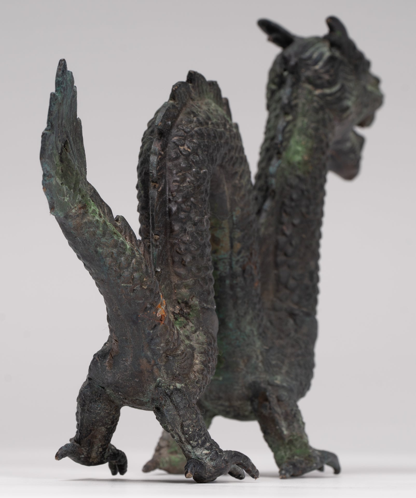 Antique Chinese Style Bronze Dragon Statue - 16cm/6"