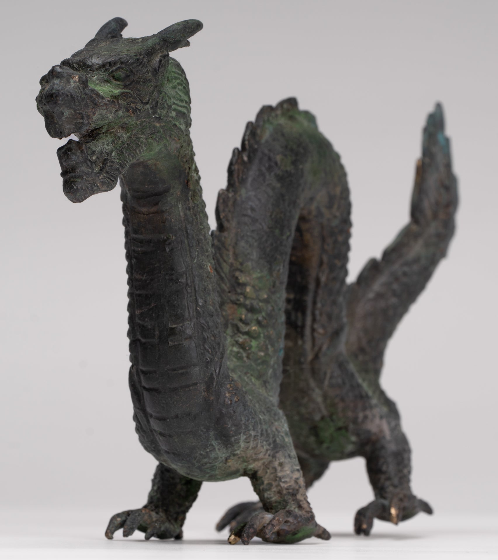 Antique Chinese Style Bronze Dragon Statue - 16cm/6"