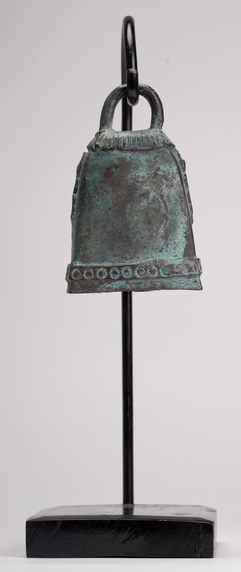 Antique Khmer Style Bronze Mounted Apsara Bell - 30cm/12"