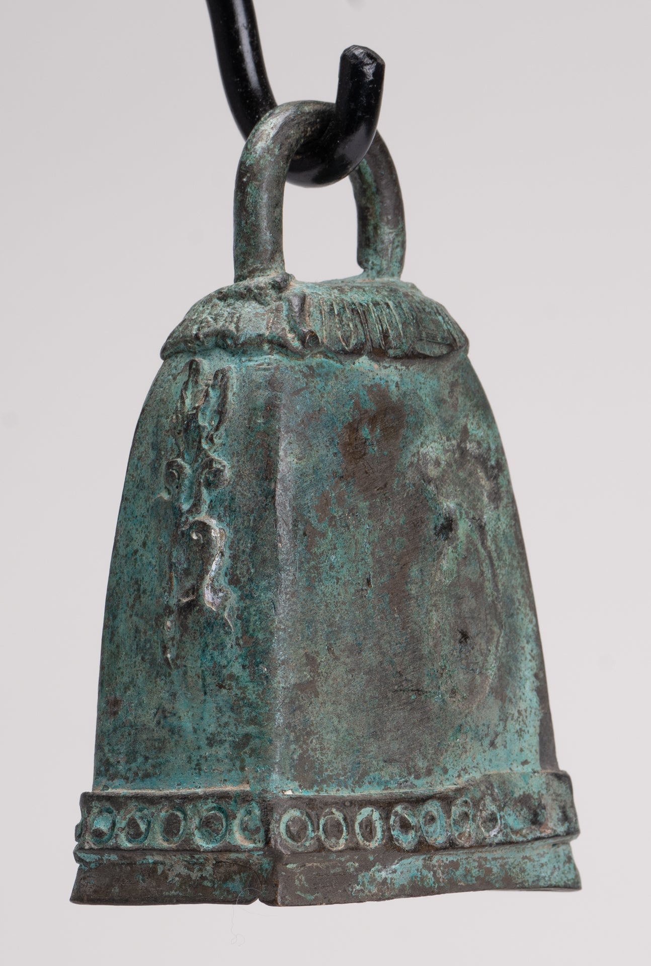 Antique Khmer Style Bronze Mounted Apsara Bell - 30cm/12"