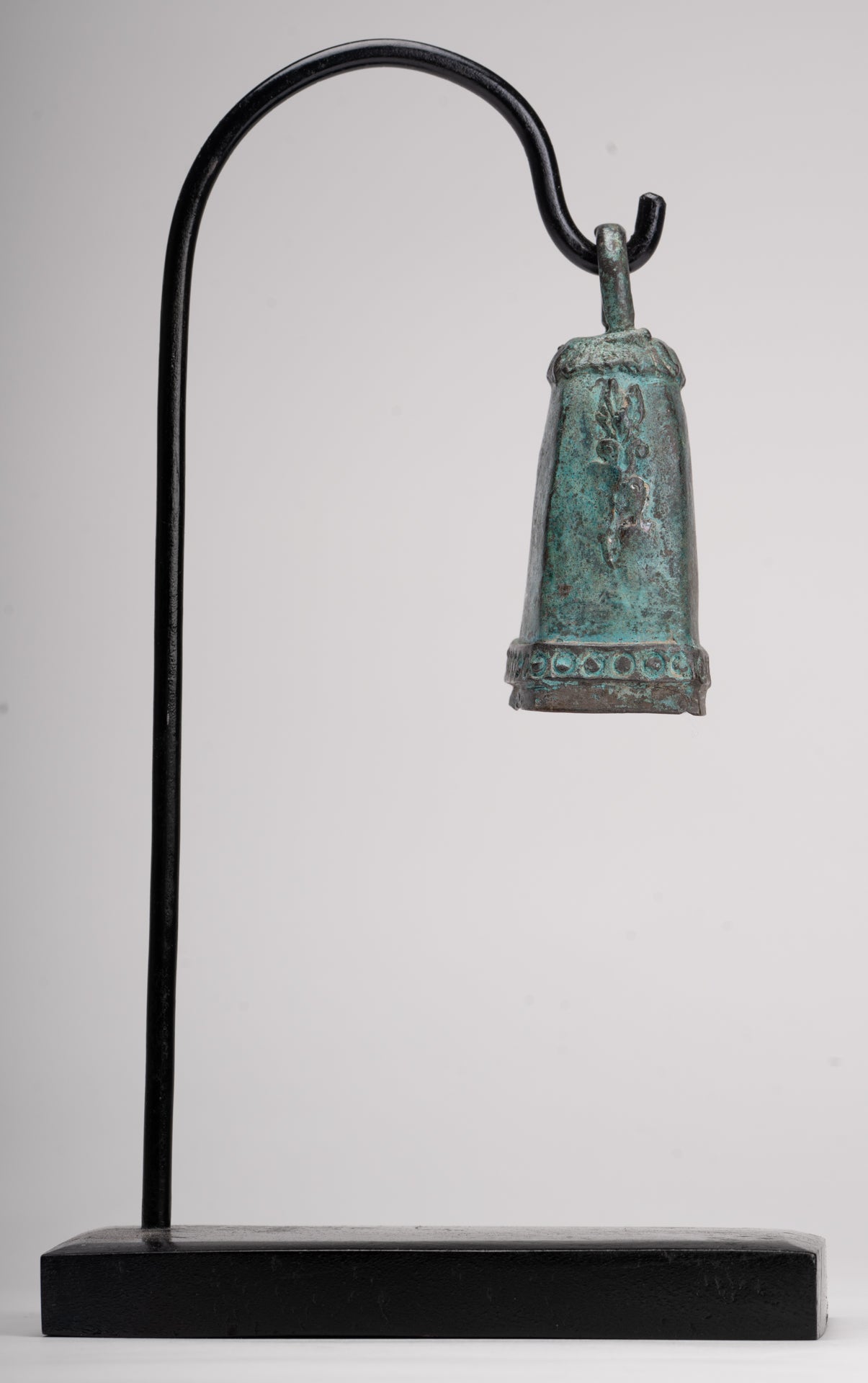 Antique Khmer Style Bronze Mounted Apsara Bell - 30cm/12"