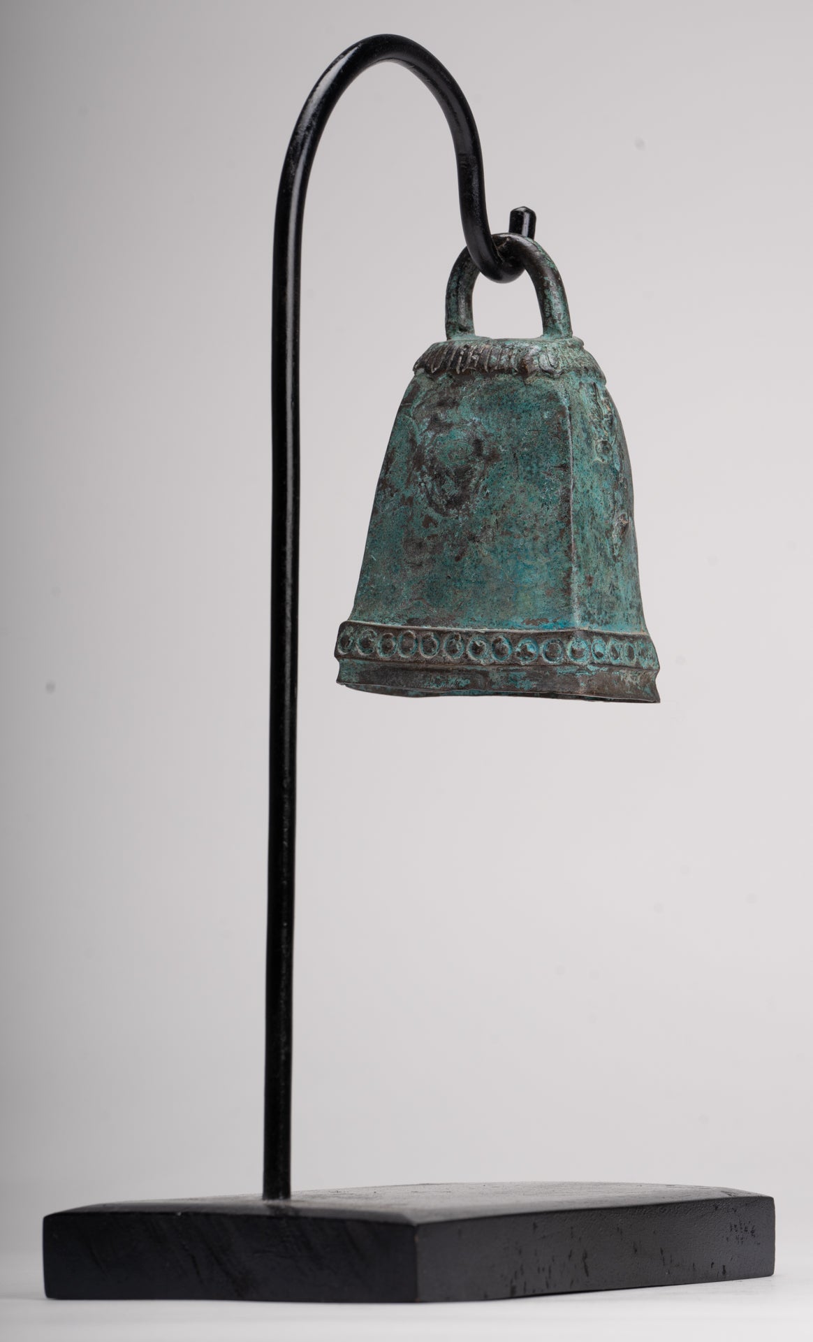 Antique Khmer Style Bronze Mounted Apsara Bell - 30cm/12"