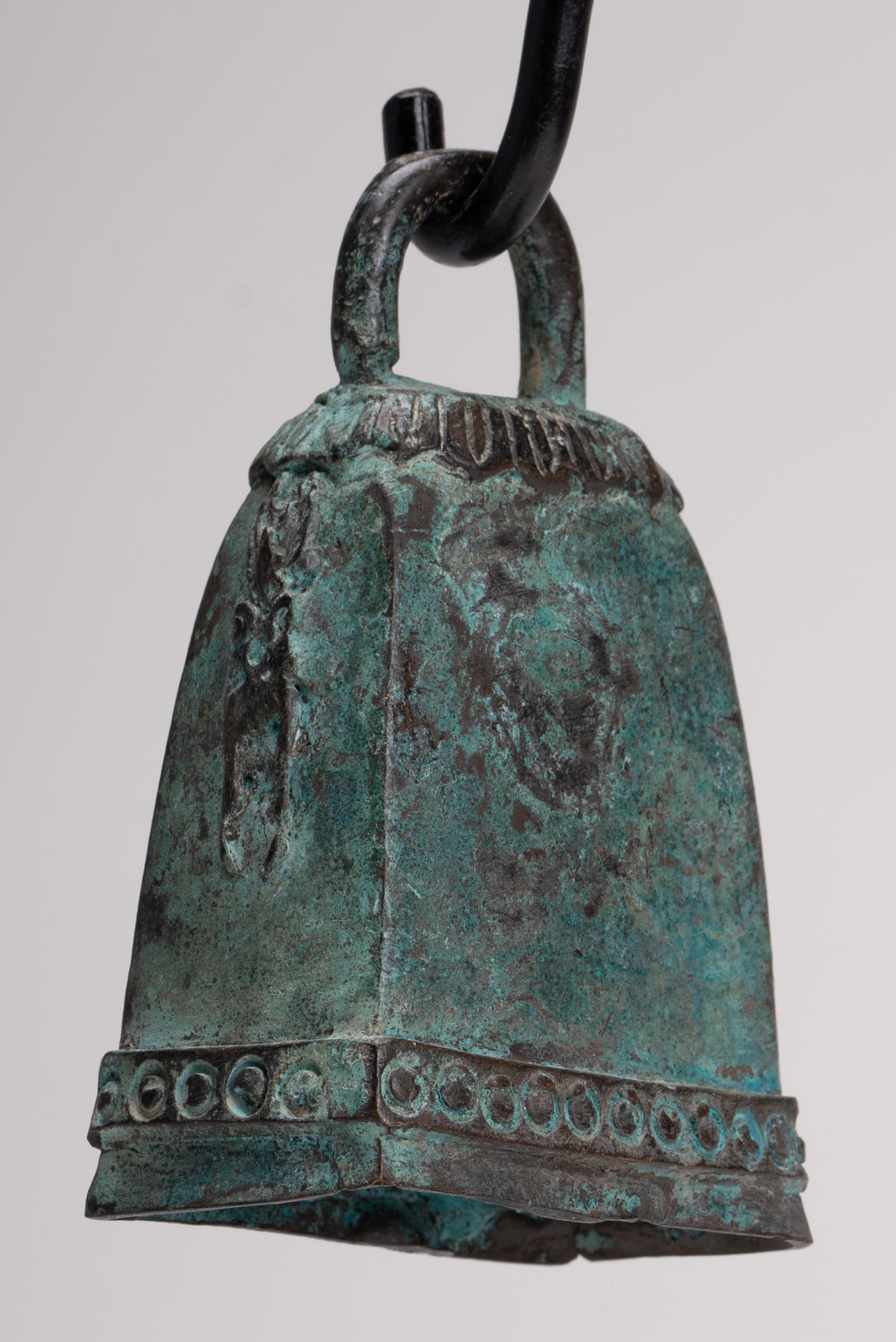 Antique Khmer Style Bronze Mounted Apsara Bell - 30cm/12"