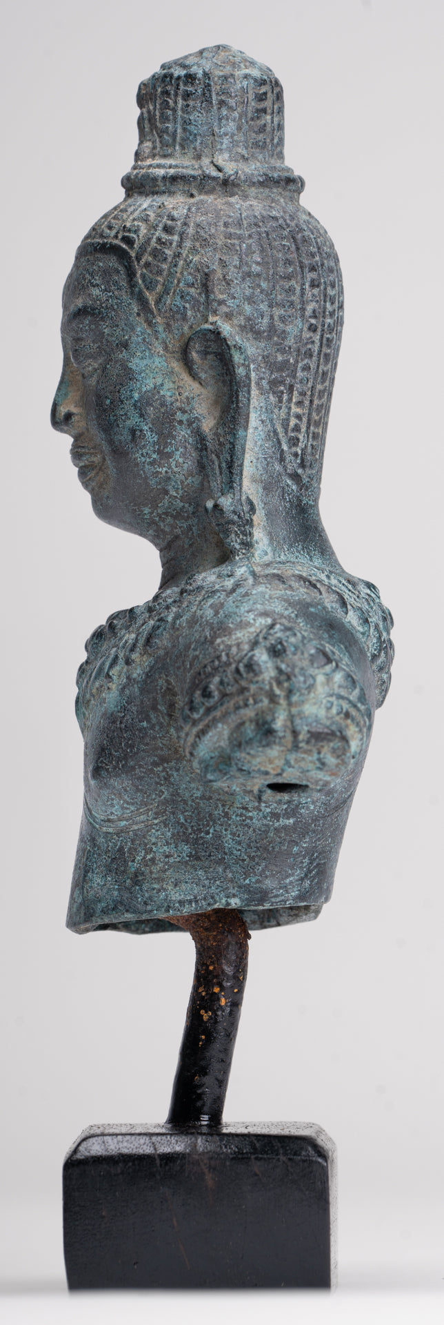 Antique Khmer Style Bronze Angkor Wat Style Lokeshvara Statue - 19cm/8"