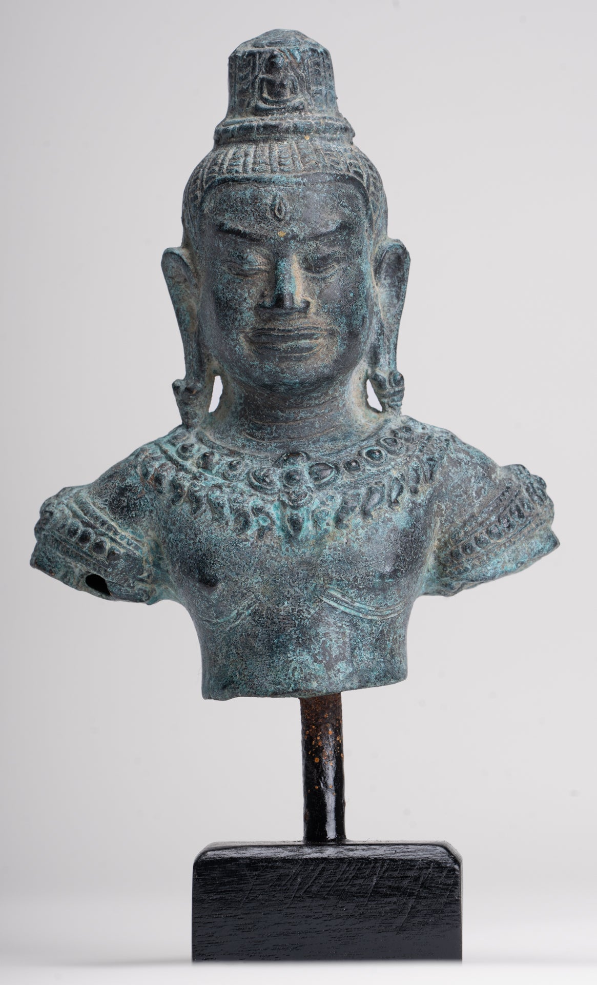 Antique Khmer Style Bronze Angkor Wat Style Lokeshvara Statue - 19cm/8"