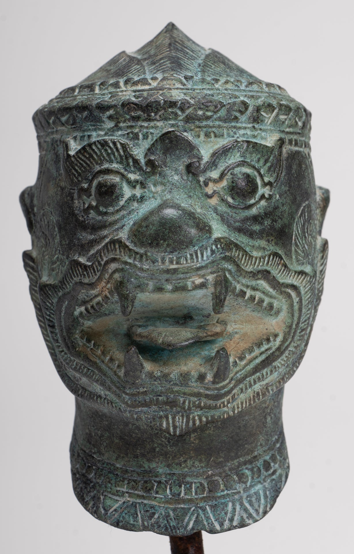 Antique Khmer Style Standing Bayon Hindu God Hanuman Statue - 17cm/7" Tall