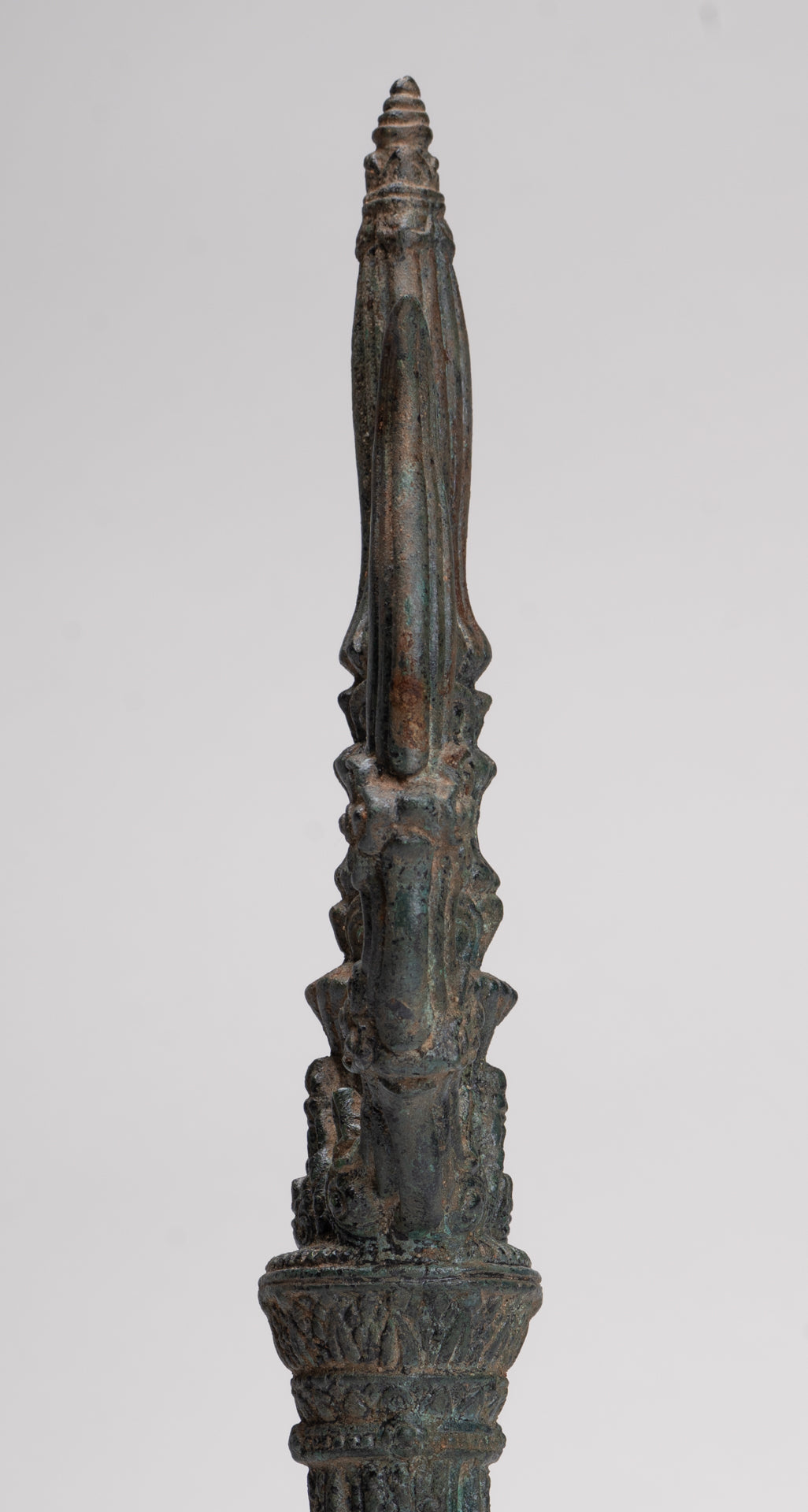Trident Statue - Antique Khmer Style Bronze Mounted Trident or Trishula Statue - 39cm/16"