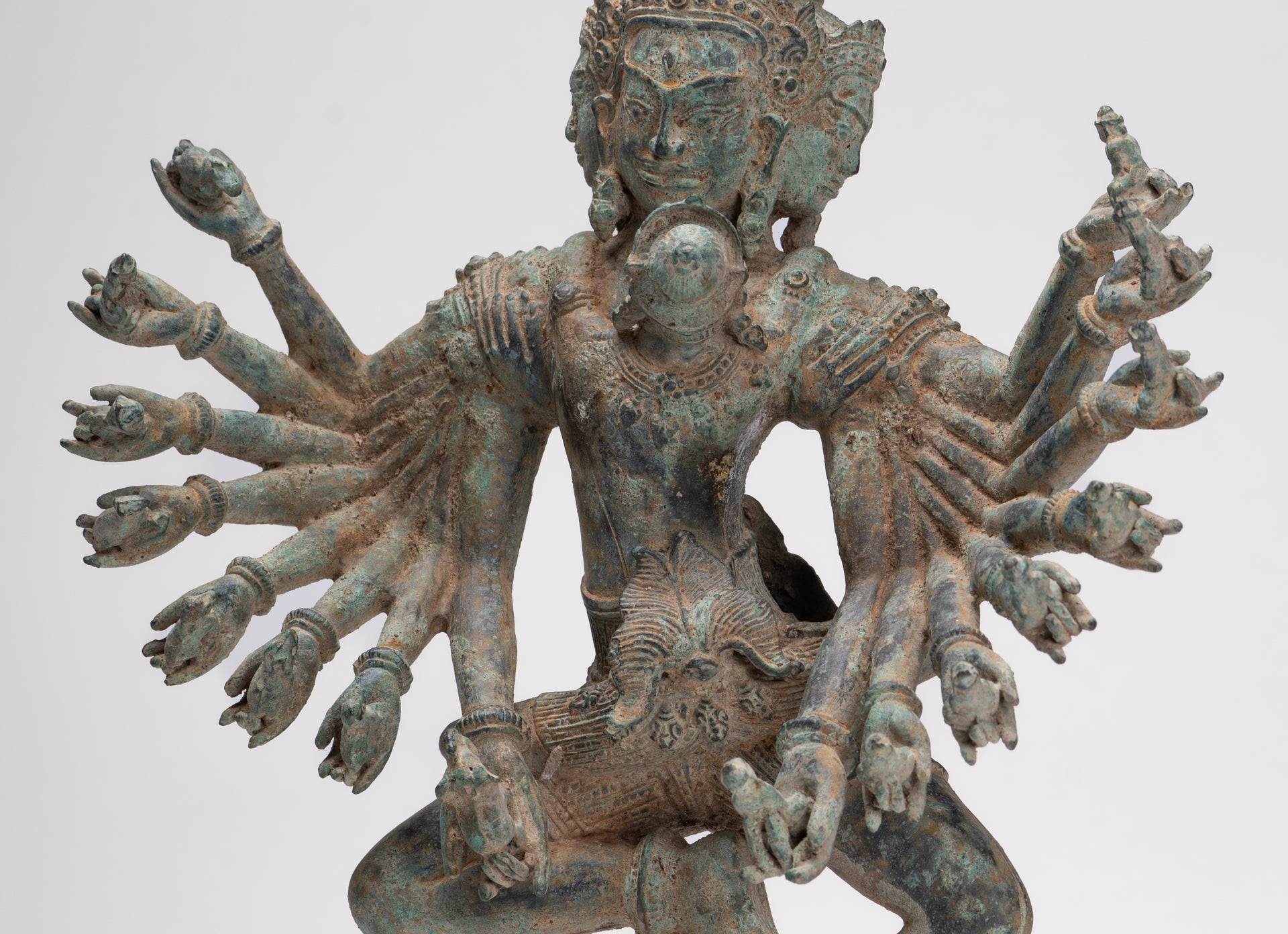 Antique Khmer Style Standing Bronze Tantric Hevajra & Nairatmya Statue - 48cm/19" Tall