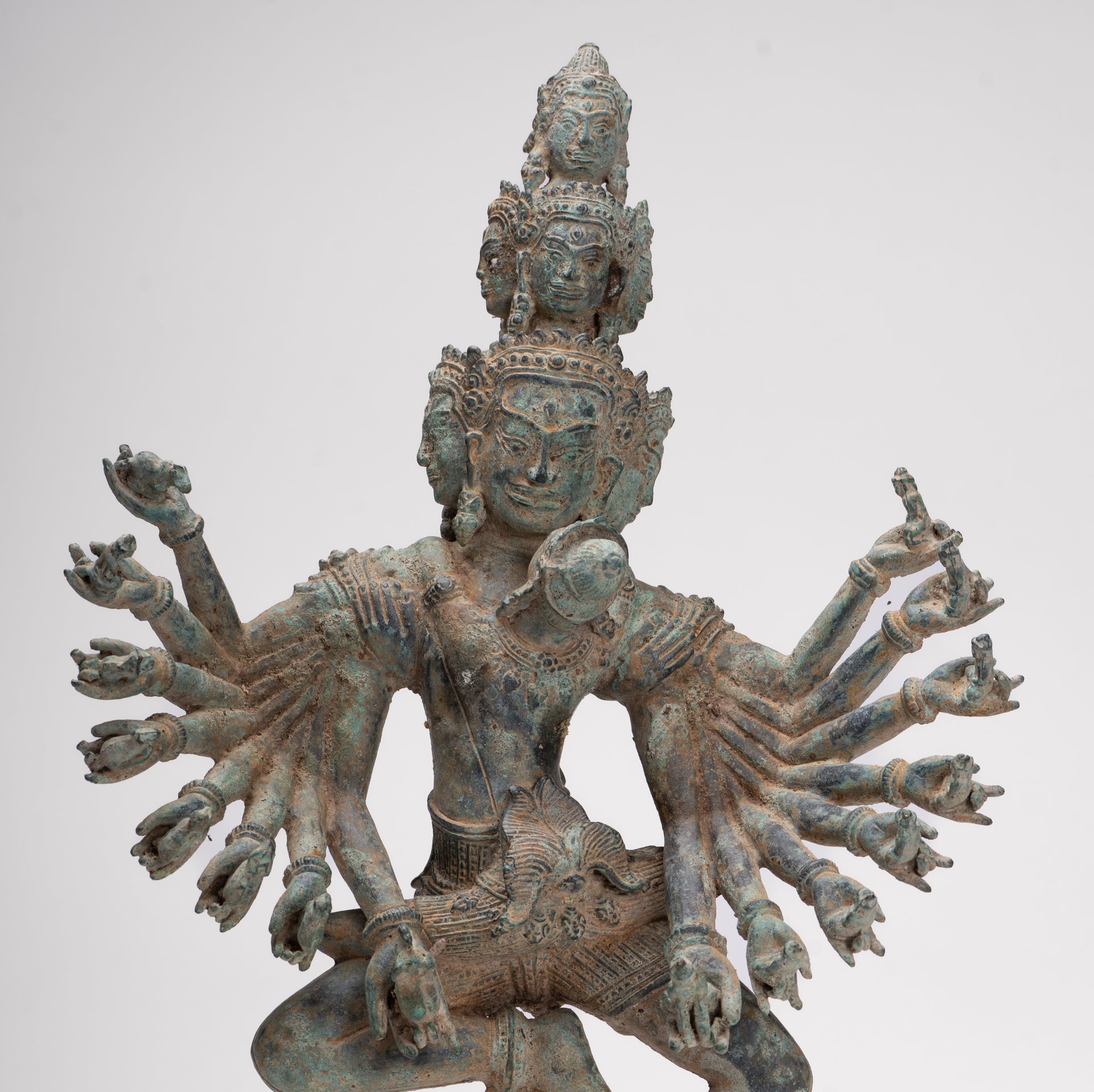 Antique Khmer Style Standing Bronze Tantric Hevajra & Nairatmya Statue - 48cm/19" Tall