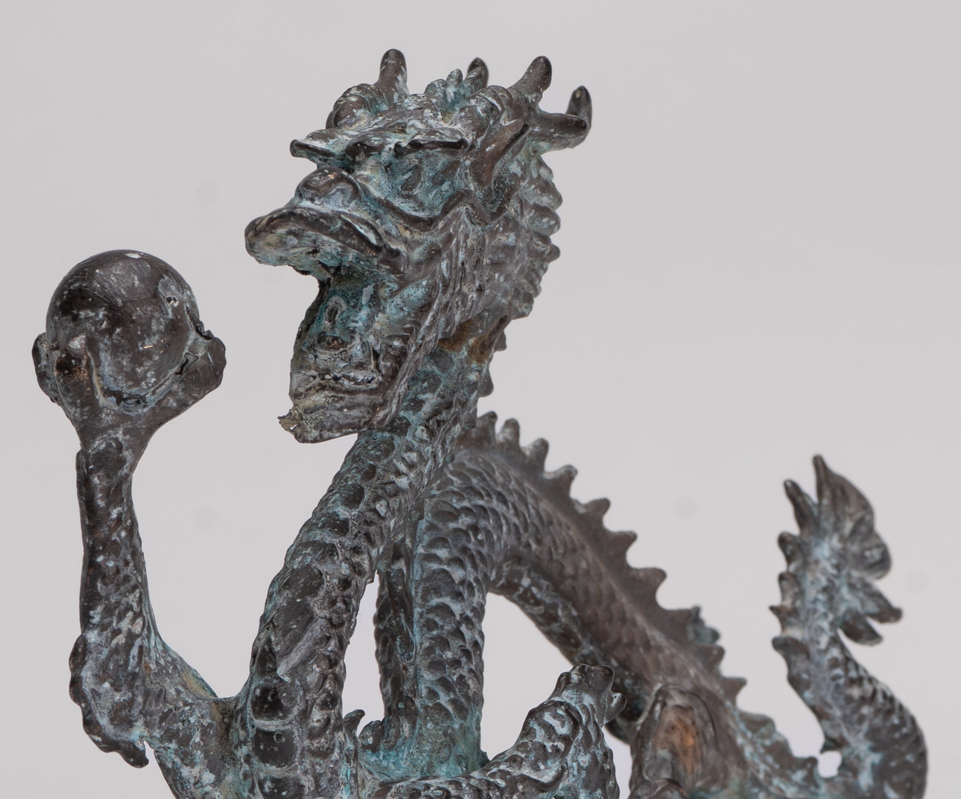 Antique Chinese Style Bronze Chinese Dragon Statue - 14cm/6" (Length)