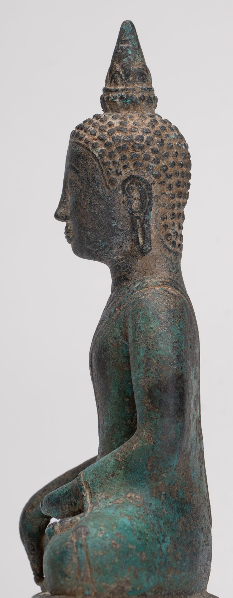 Buddha Statue - Antique Khmer Style Bronze Enlightenment Phnom Da Buddha Statue - 20cm/8"