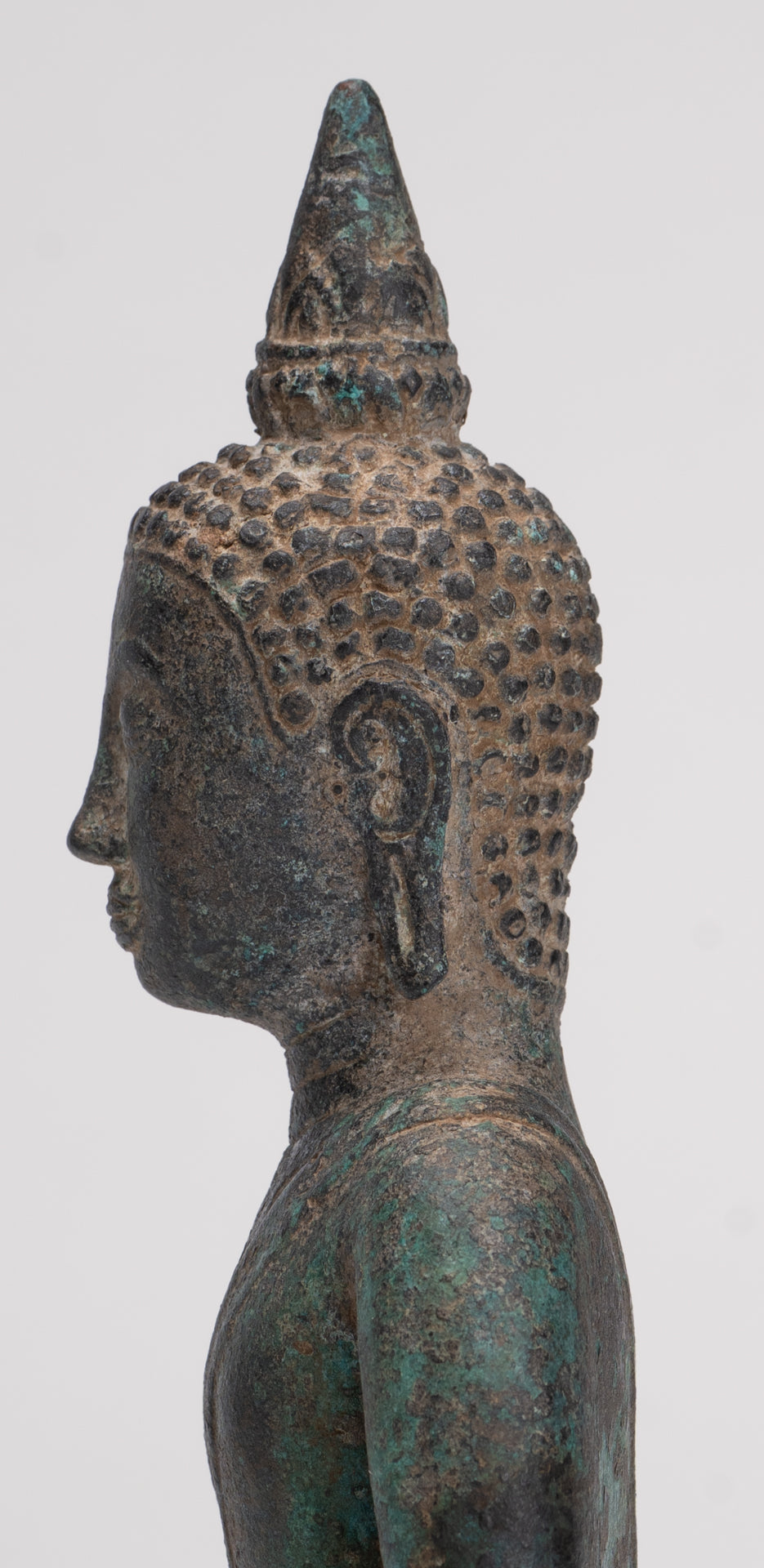 Buddha Statue - Antique Khmer Style Bronze Enlightenment Phnom Da Buddha Statue - 20cm/8"