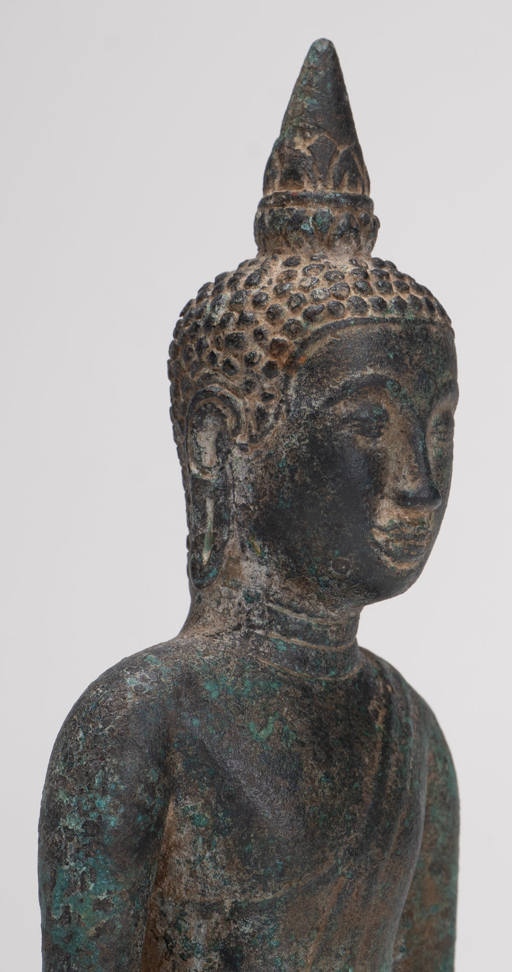 Buddha Statue - Antique Khmer Style Bronze Enlightenment Phnom Da Buddha Statue - 20cm/8"