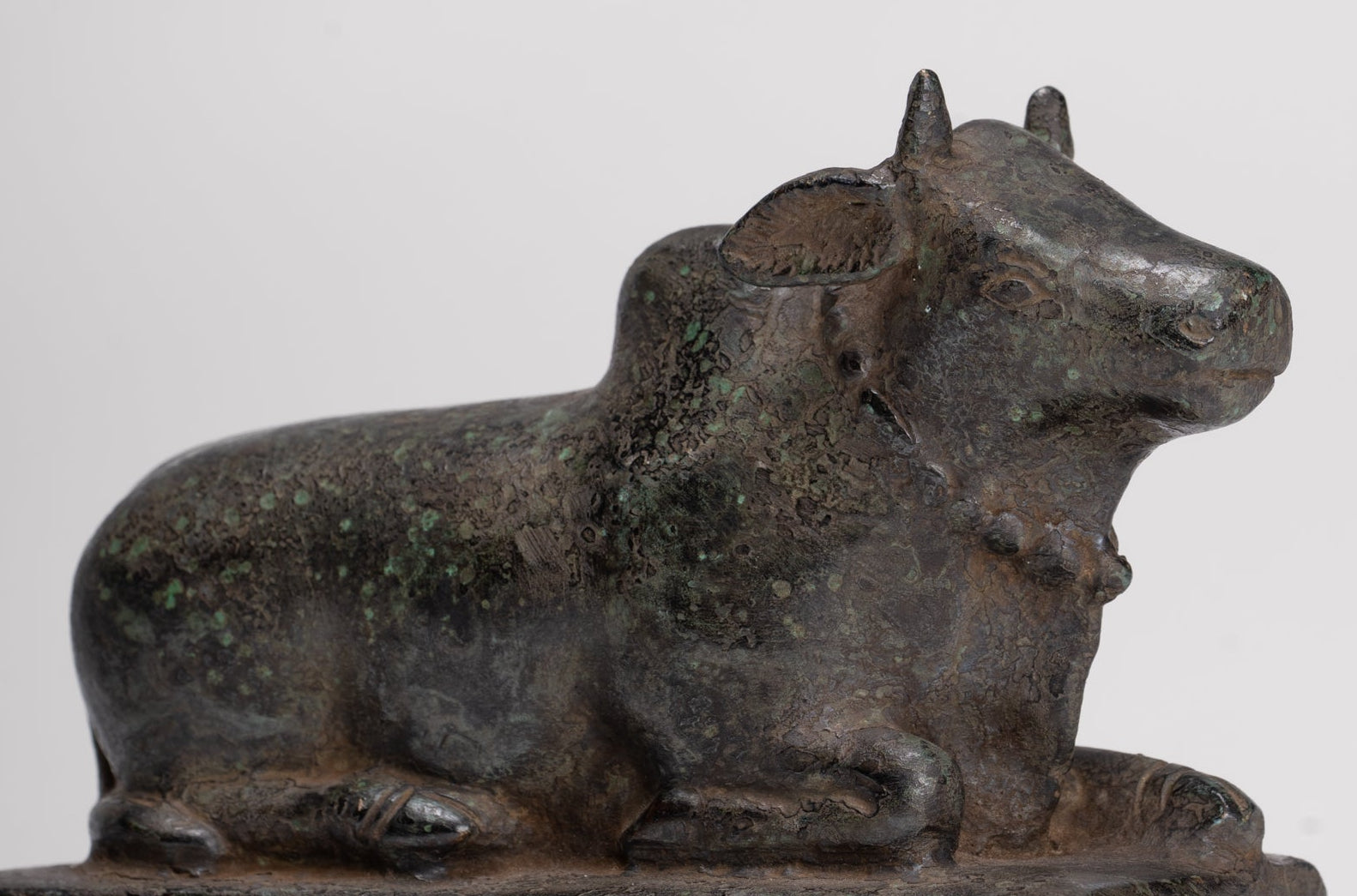 Antique Khmer Style Bronze Nandi Statue - Mount of Shiva - 12.5cm/5" Long