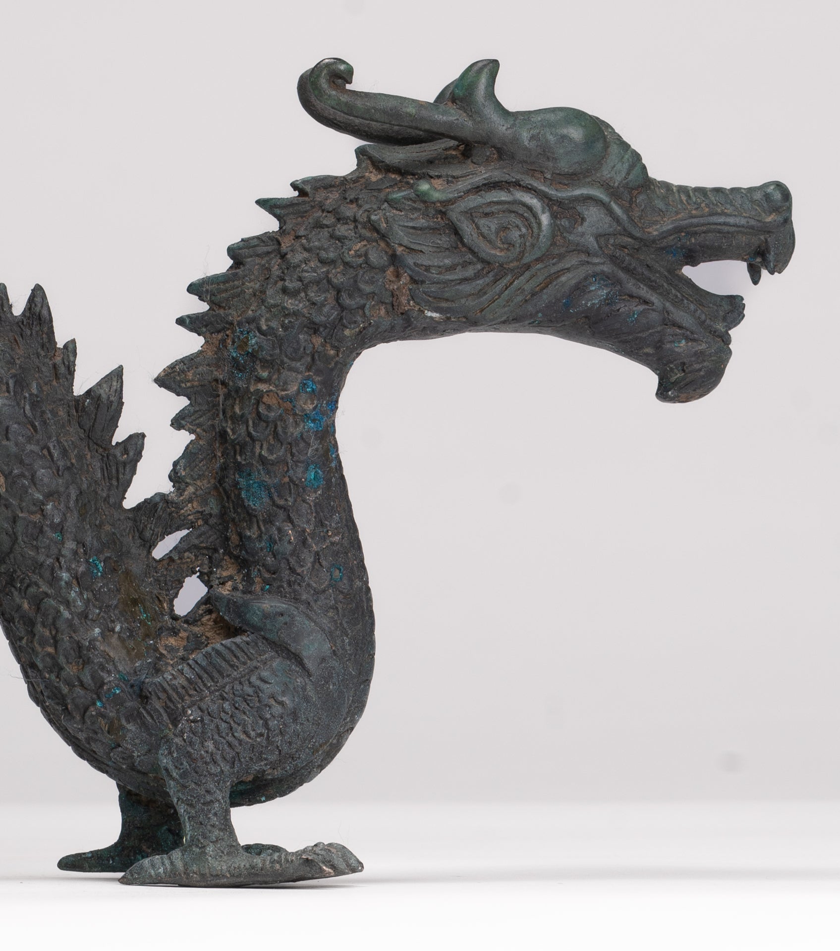 Antique Chinese Style Bronze Dragon Statue - 27cm/11"