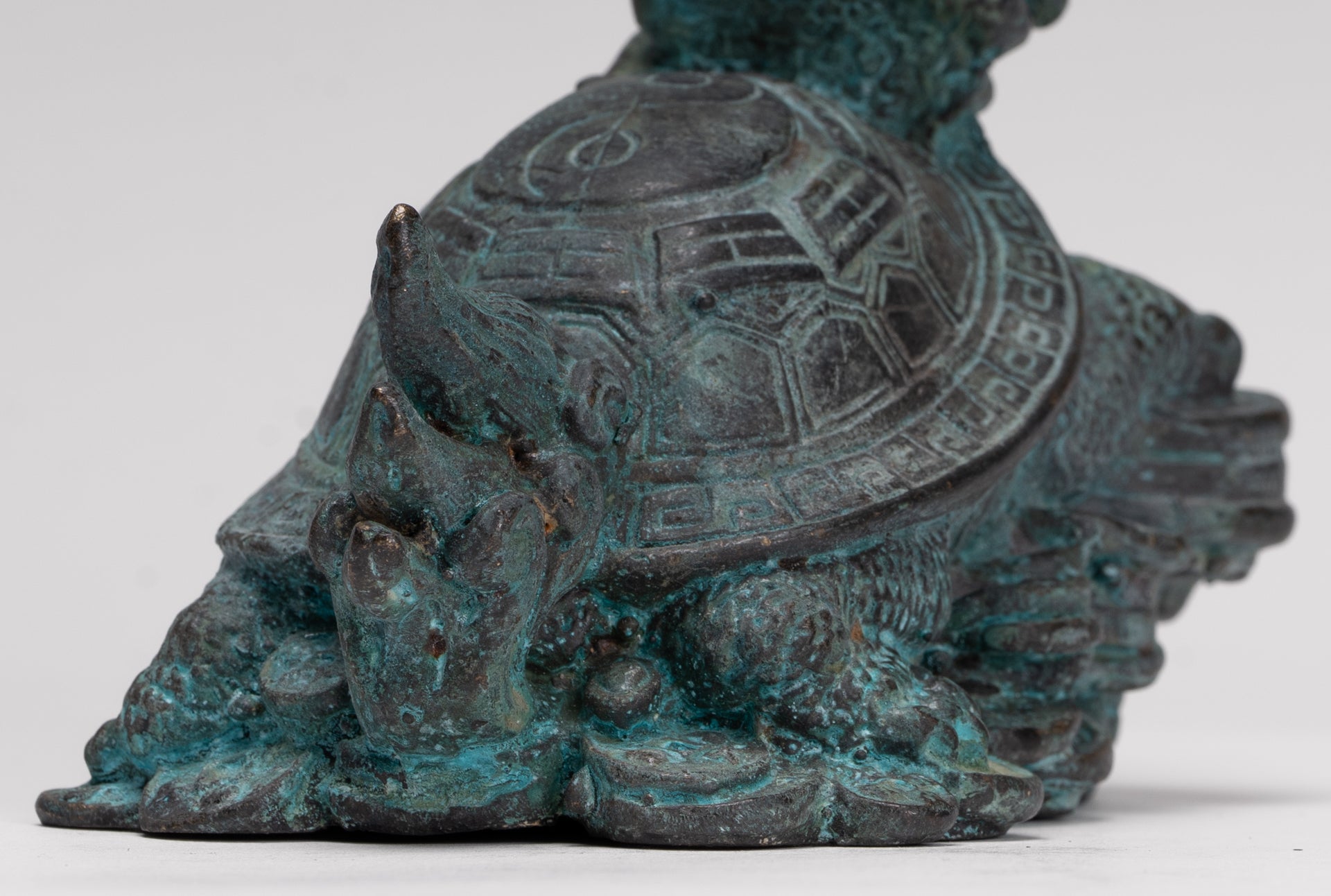 Antique Chinese Style Bronze Dragon Turtle or Tortoise Statue - 10cm/4"