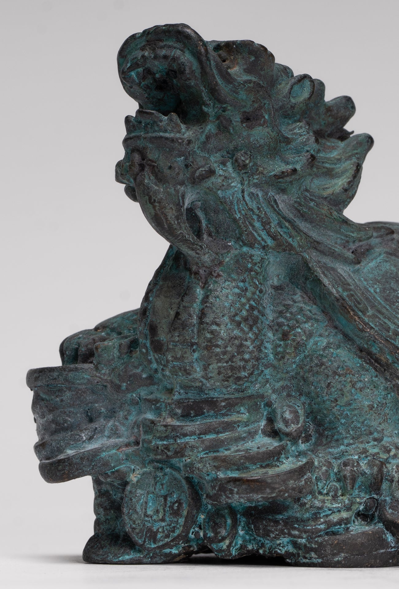 Antique Chinese Style Bronze Dragon Turtle or Tortoise Statue - 10cm/4"