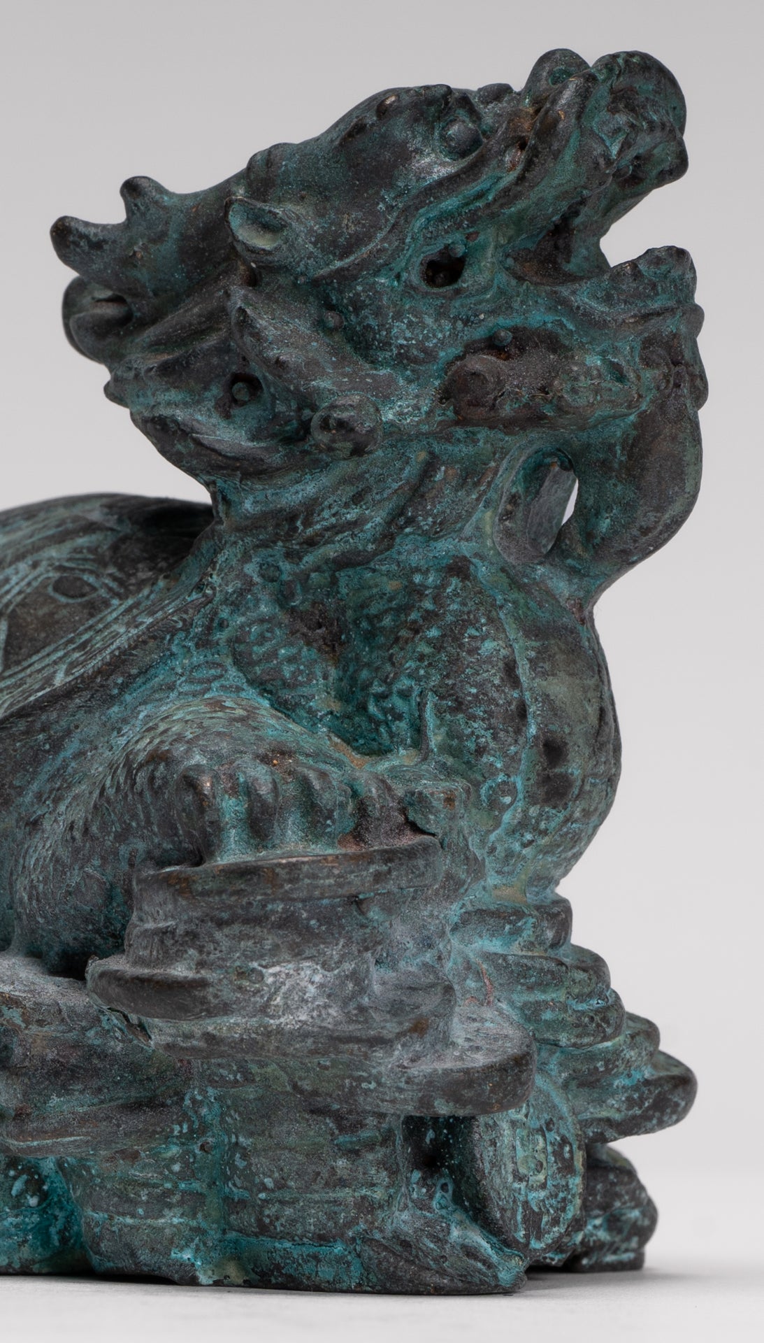 Antique Chinese Style Bronze Dragon Turtle or Tortoise Statue - 10cm/4"