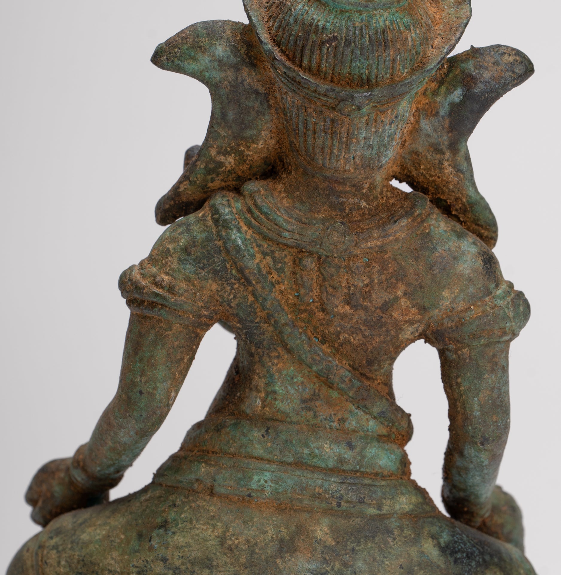 Ganesha Statue - Antique Thai Style Bronze Seated Ganesh Statue - 17.5cm/7"