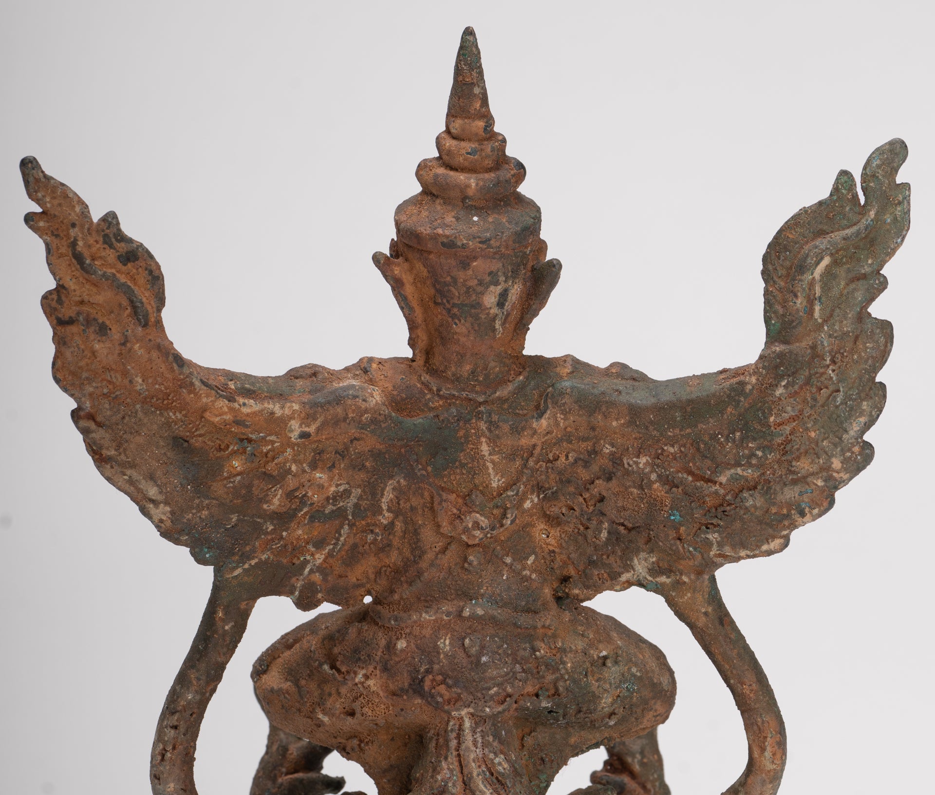 Antique Thai Style Standing Bronze Vishnu Garuda Statue - 20cm/8"