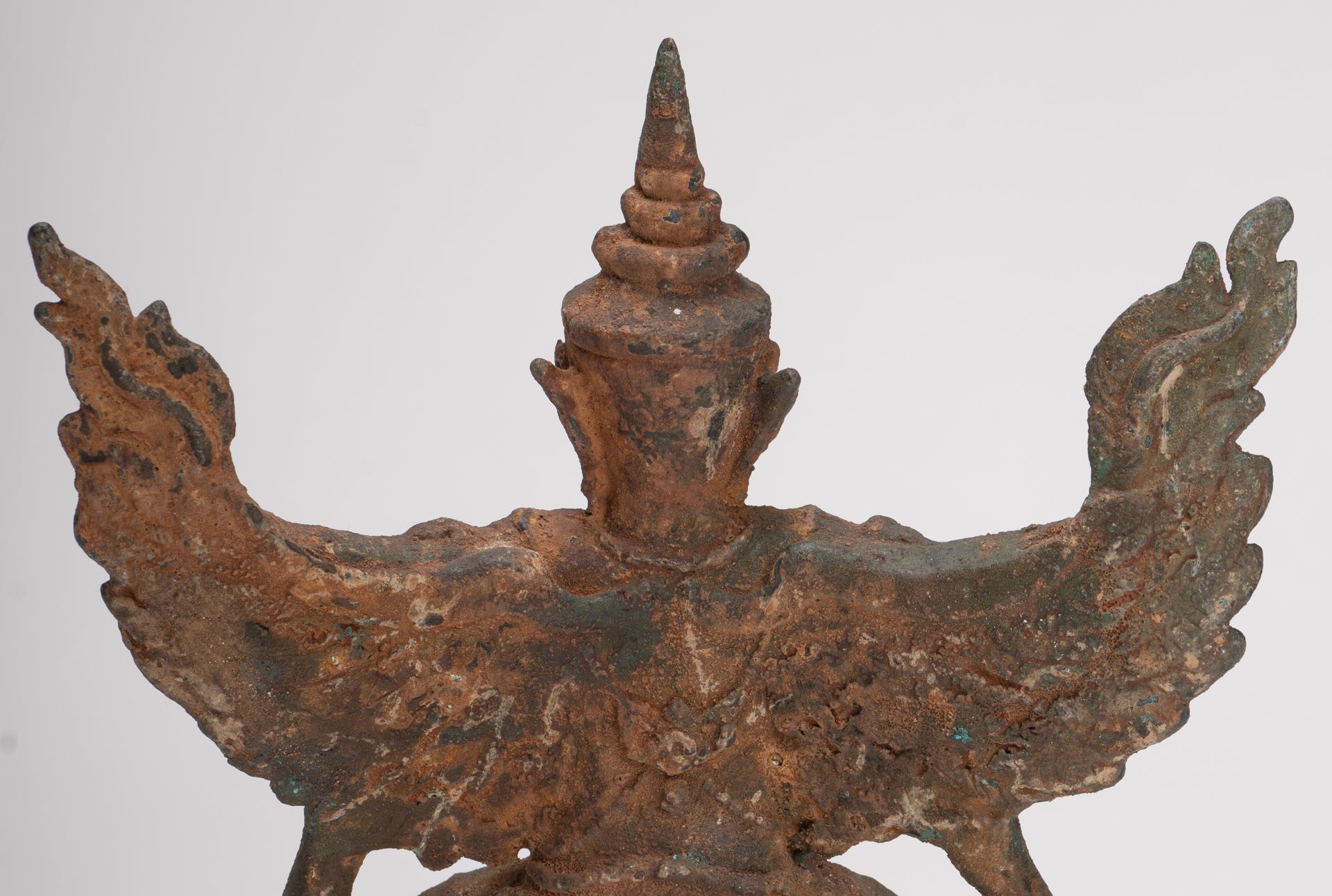Antique Thai Style Standing Bronze Vishnu Garuda Statue - 20cm/8"