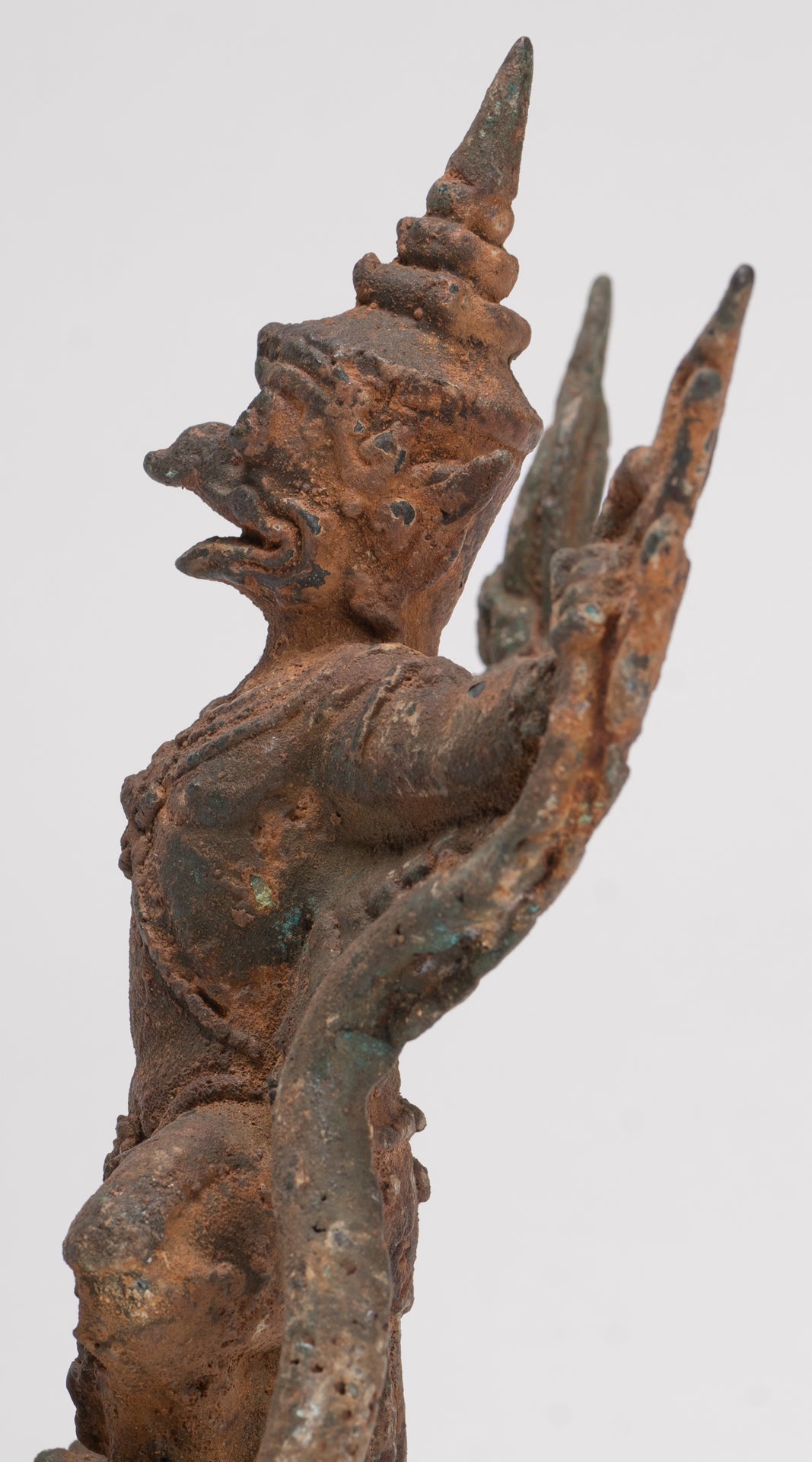 Antique Thai Style Standing Bronze Vishnu Garuda Statue - 20cm/8"