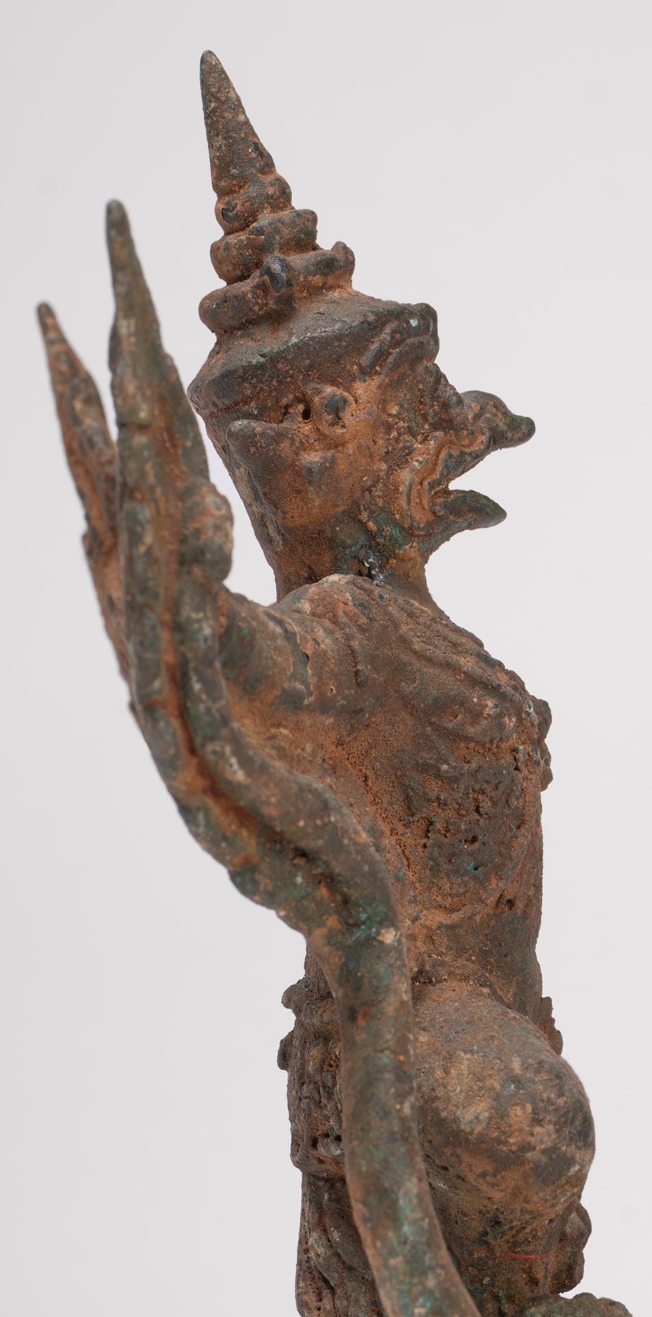 Antique Thai Style Standing Bronze Vishnu Garuda Statue - 20cm/8"