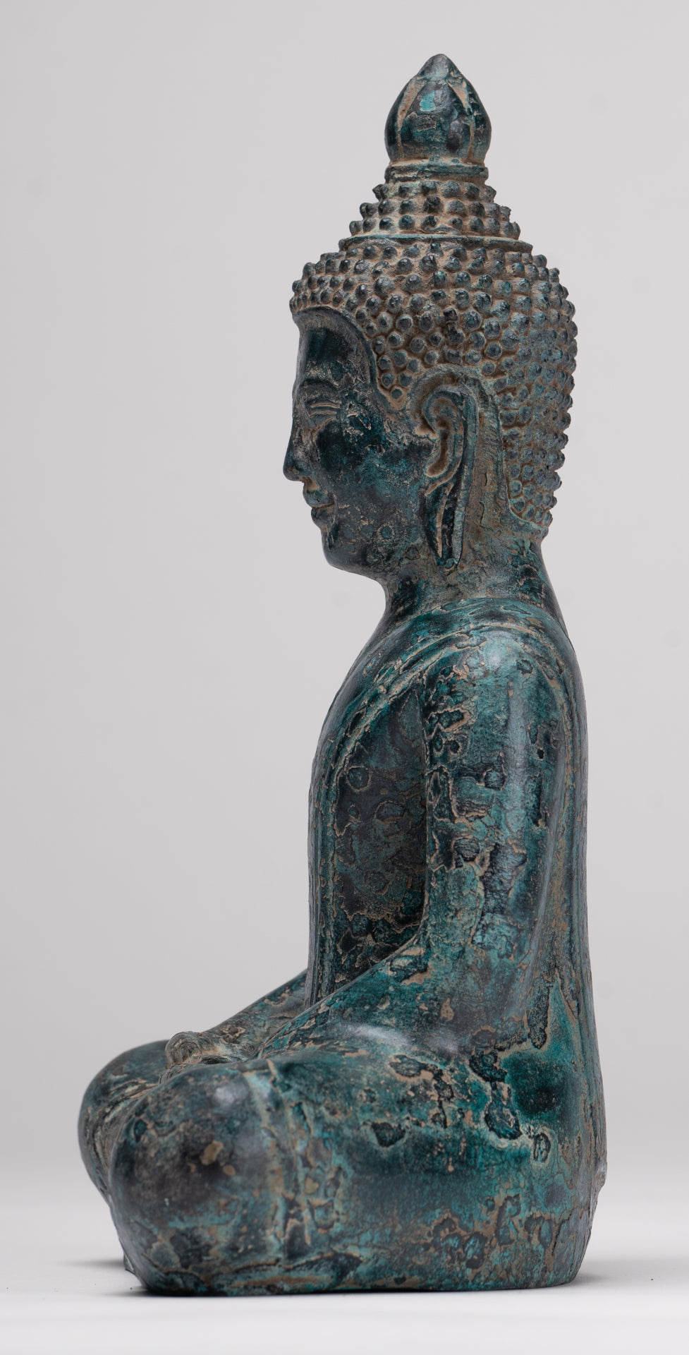 Buddha Statue - Antique Khmer Style Bronze Meditation Buddha Statue - 18cm/7"