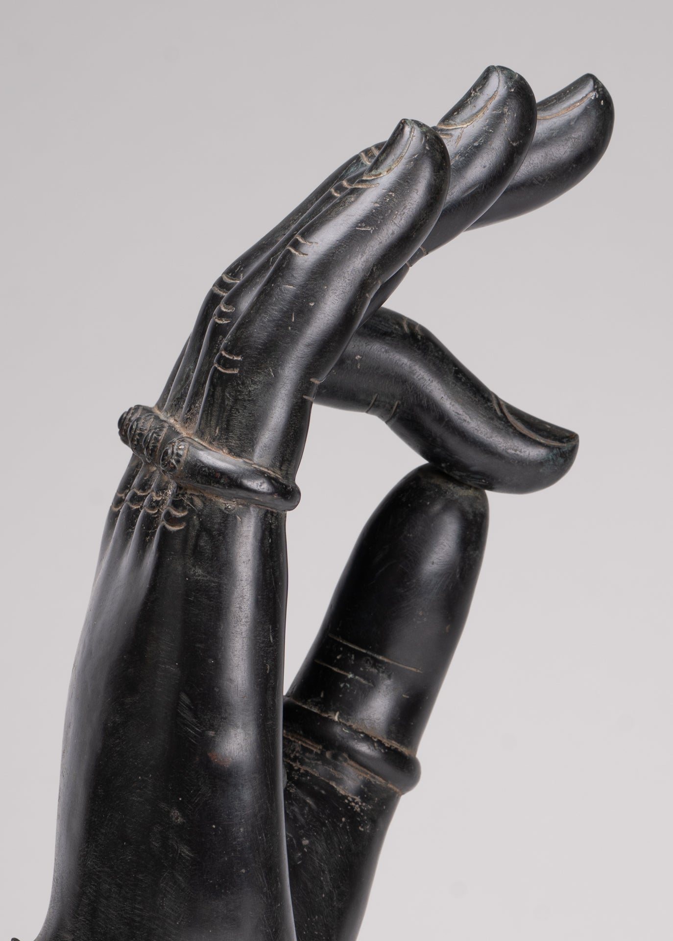 Mounted Antique Khmer Style Southeast Asia Bronze Teaching Hand - 43cm/17"