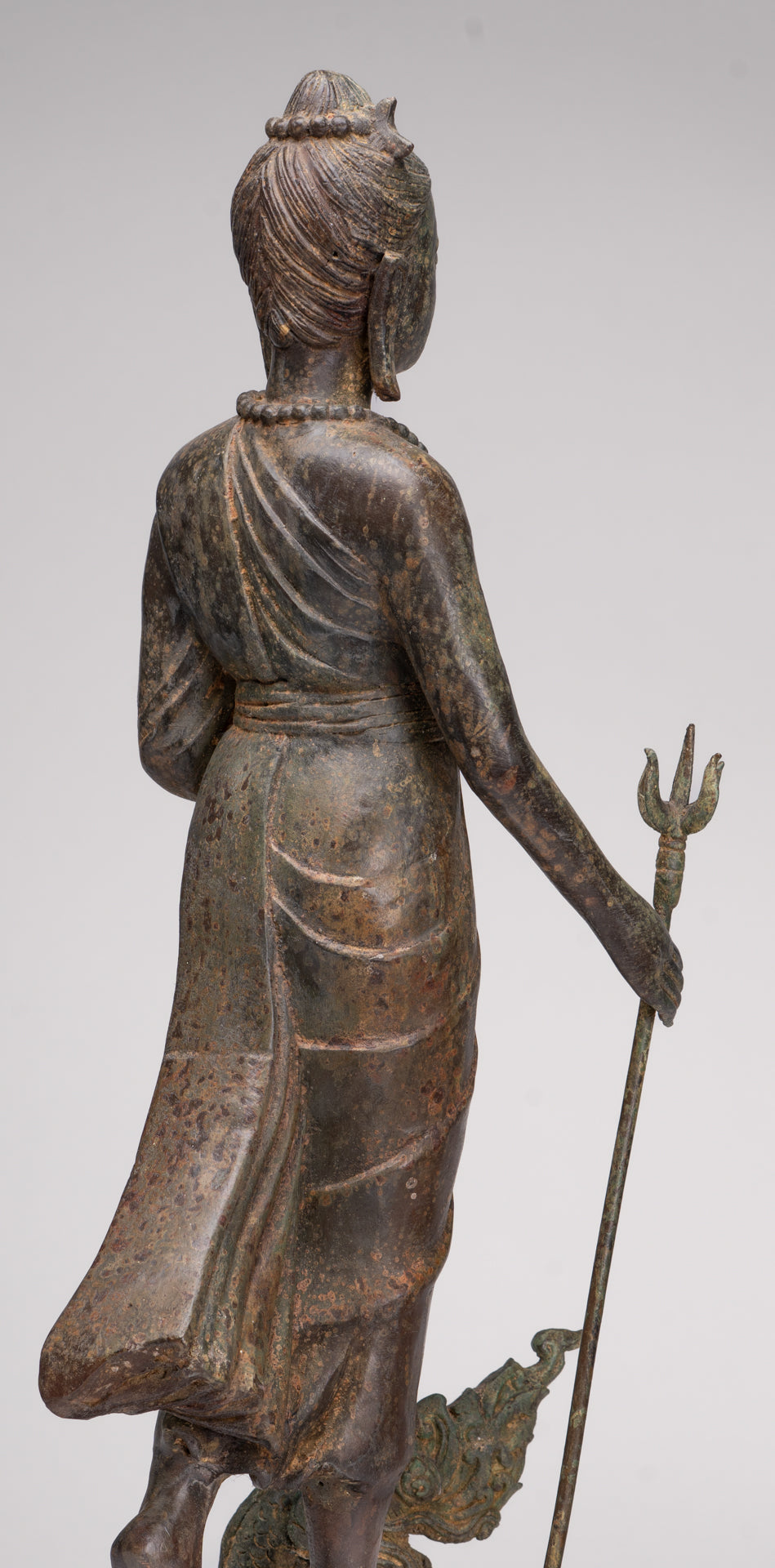 Antique Thai Style Bronze Standing Shiva with Turtle and Naga - 58cm/23"