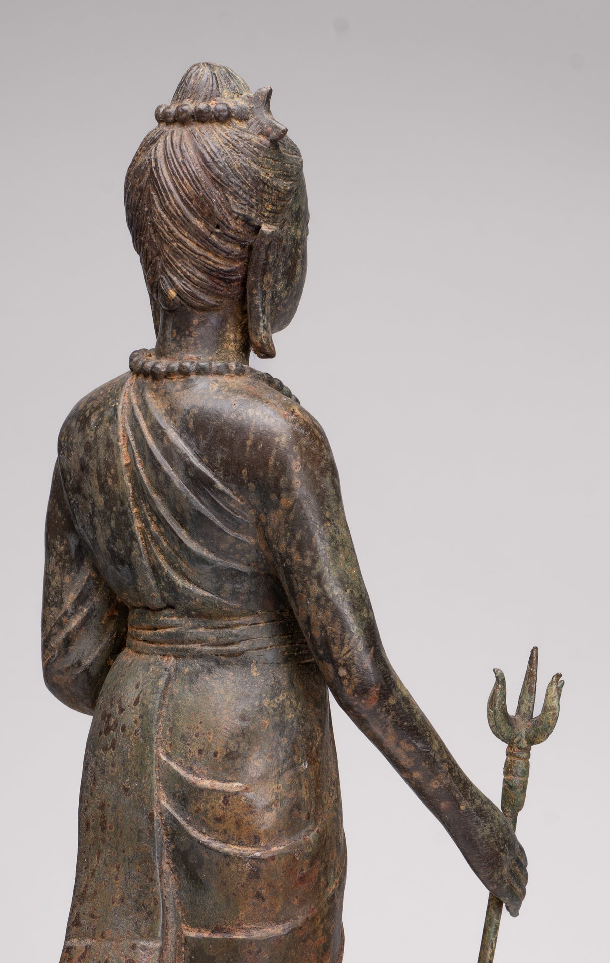 Antique Thai Style Bronze Standing Shiva with Turtle and Naga - 58cm/23"