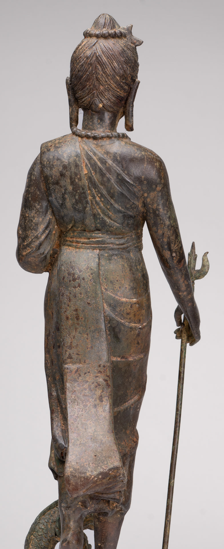 Antique Thai Style Bronze Standing Shiva with Turtle and Naga - 58cm/23"