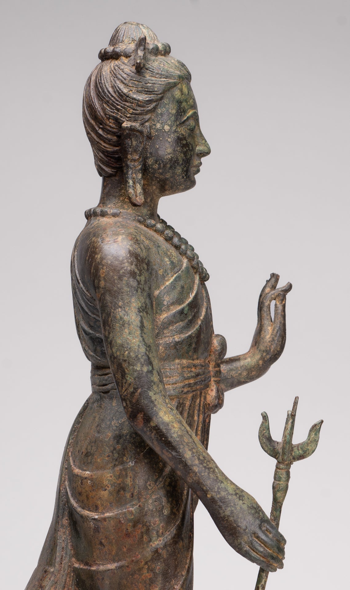 Antique Thai Style Bronze Standing Shiva with Turtle and Naga - 58cm/23"