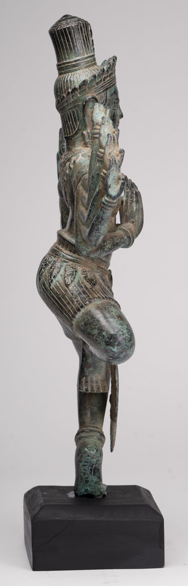 Shiva Statue - Antique Khmer Style Bronze Bayon Ardhaparyanka Shiva - 10 Arms - 46cm/18"