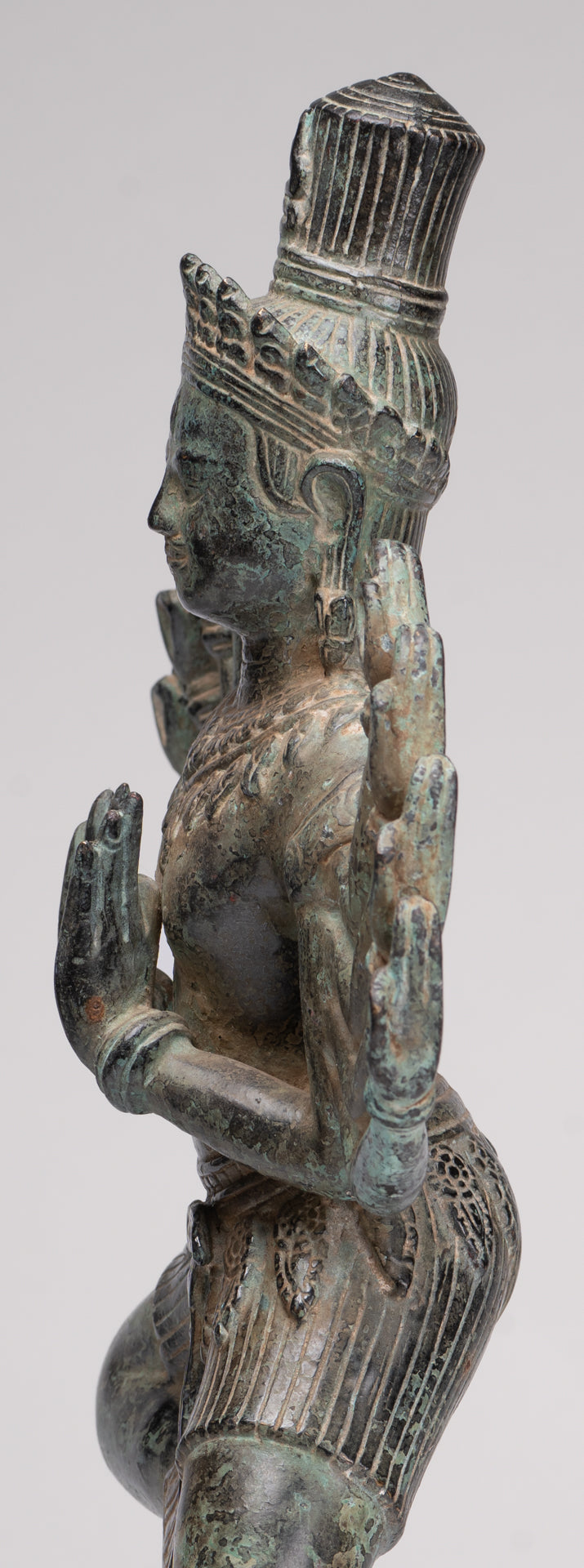 Shiva Statue - Antique Khmer Style Bronze Bayon Ardhaparyanka Shiva - 10 Arms - 46cm/18"