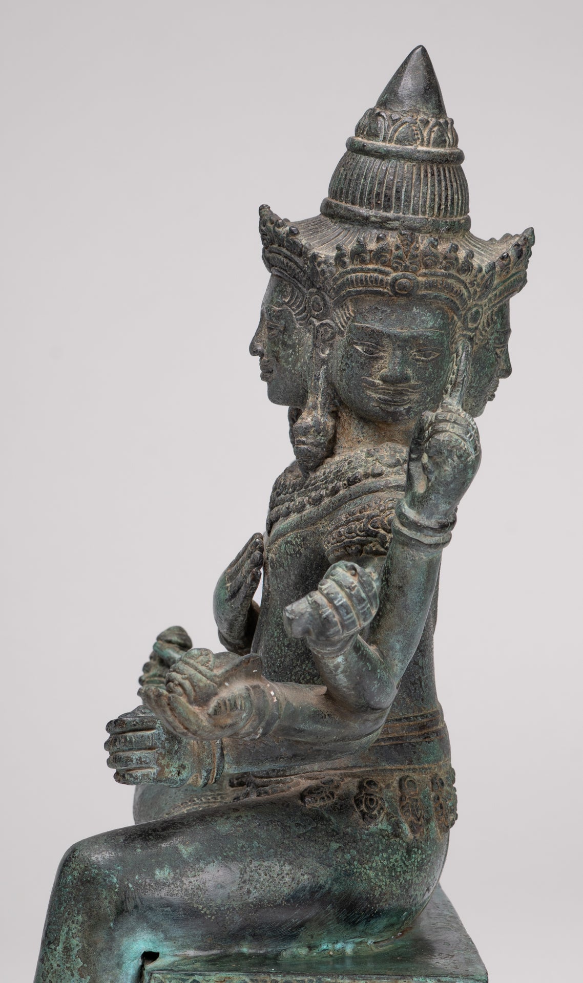 Brahma Statue - Antique Khmer Style Bronze Angkor Wat Brahma - Hindu God Creation - 38cm/15"